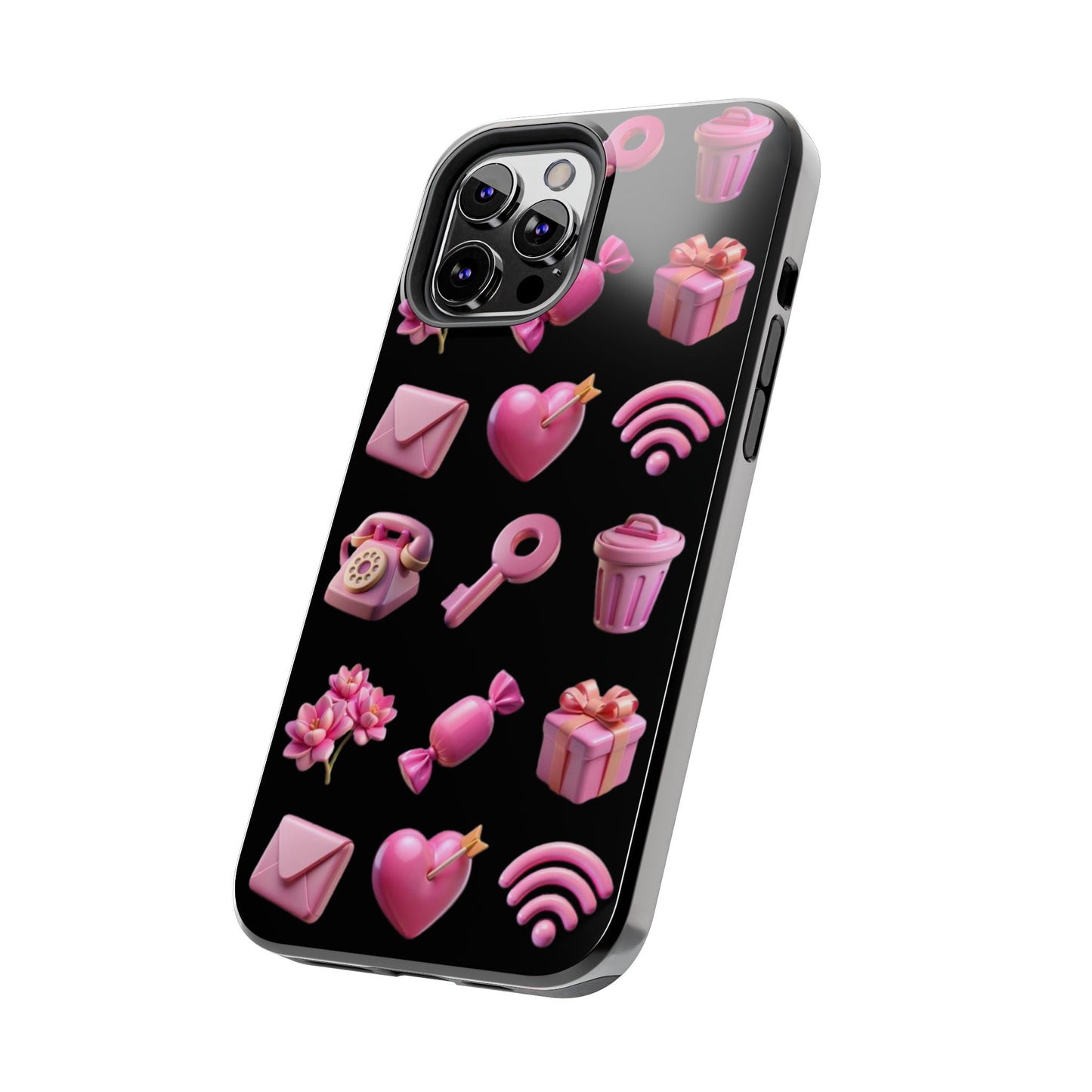 Cute and Colorful Tough Phone Case - Pink Emojis Design