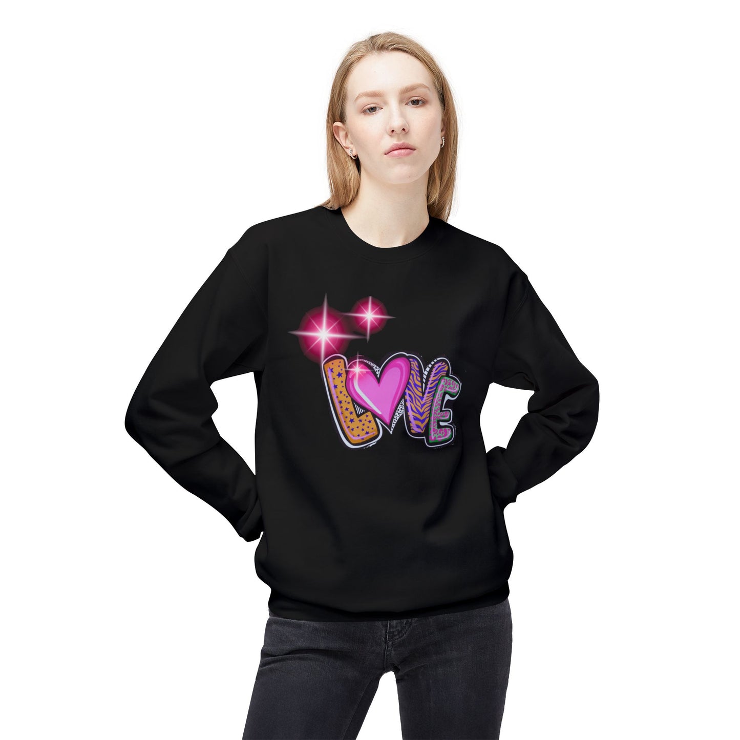 Snow Petal White Fleece Sweatshirt for Her – Soft Cozy Love-Inspired Gift