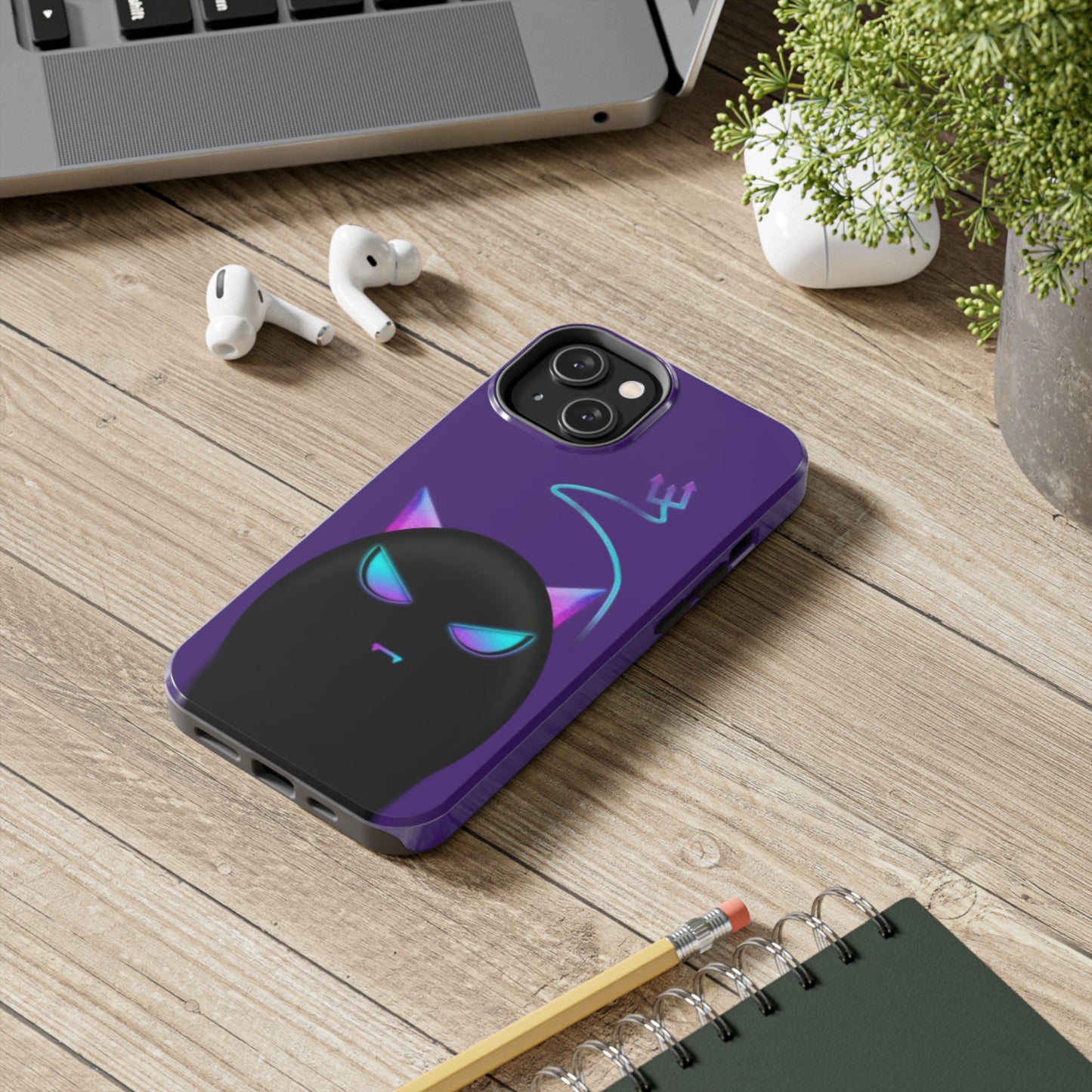 Demonic Cat Tough Phone Case - Cute & Edgy Phone Protection for Cat Lovers