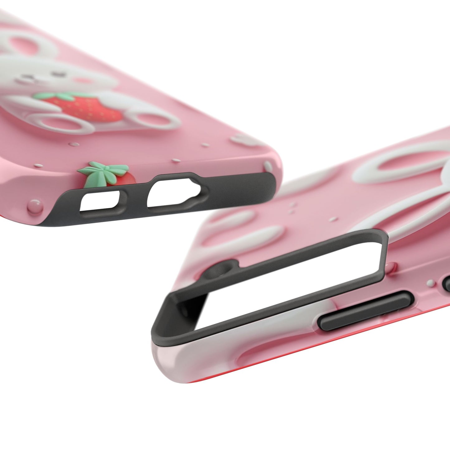 Cute Bunny Strawberry Tough Phone Case - Perfect for Kids & Spring Celebrations