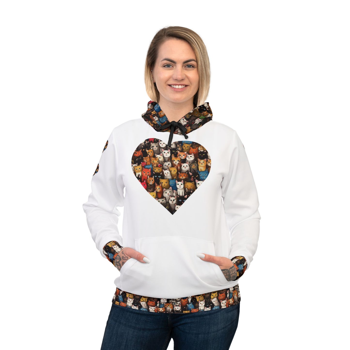 πΎ Heartfelt Animal Print Athletic Hoodie β Cozy White Hoodie for Pet Lovers & Animal Enthusiasts π€β¨
