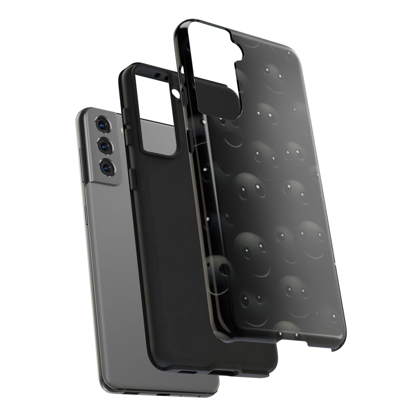 😊 Cute Smiley Face Black Tough Phone Case – Fun & Durable Protection for iPhone & Android