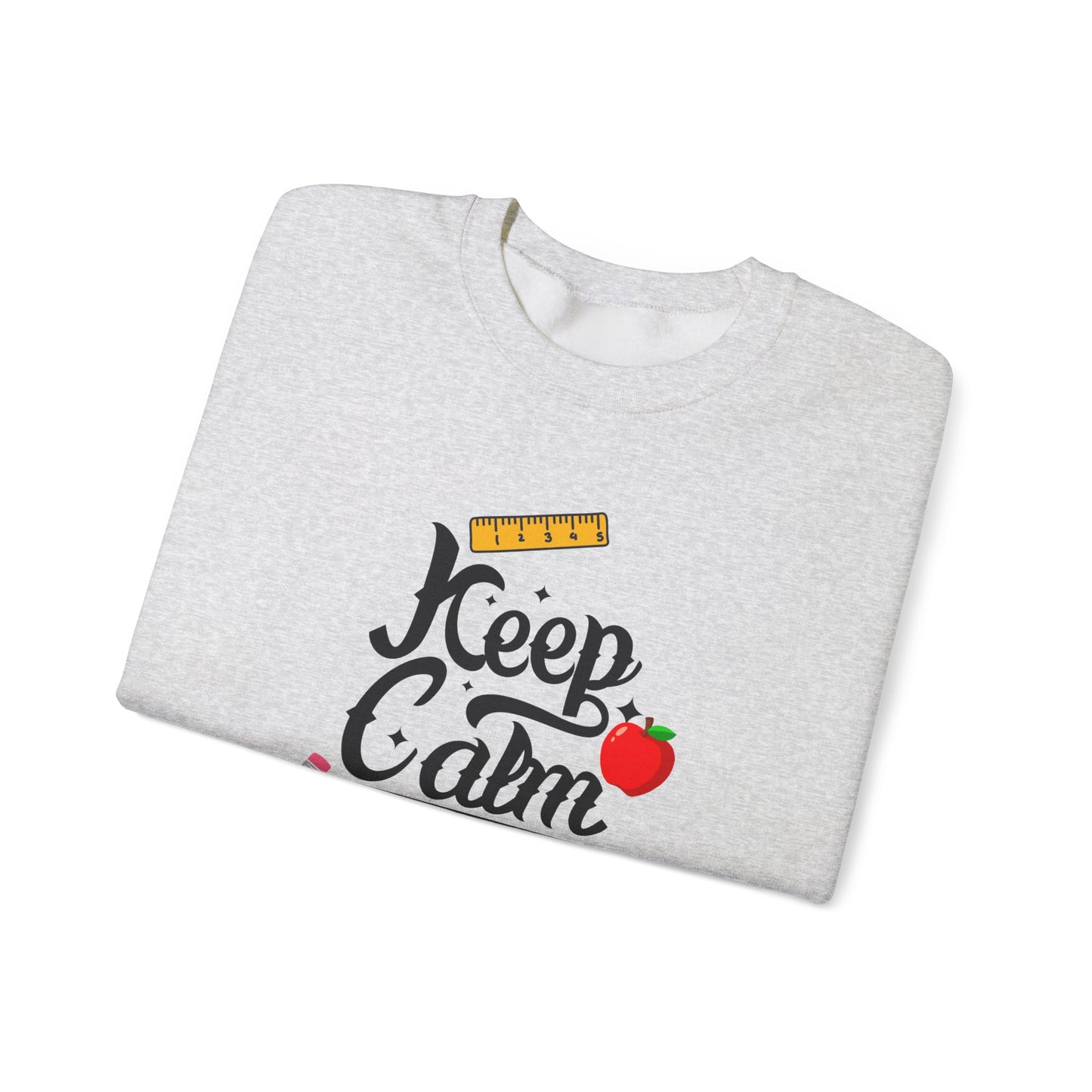 Chalkboard Calm Baby Blue Sweatshirt for Women – Keep Calm I'm a Teacher Appreciation Crew