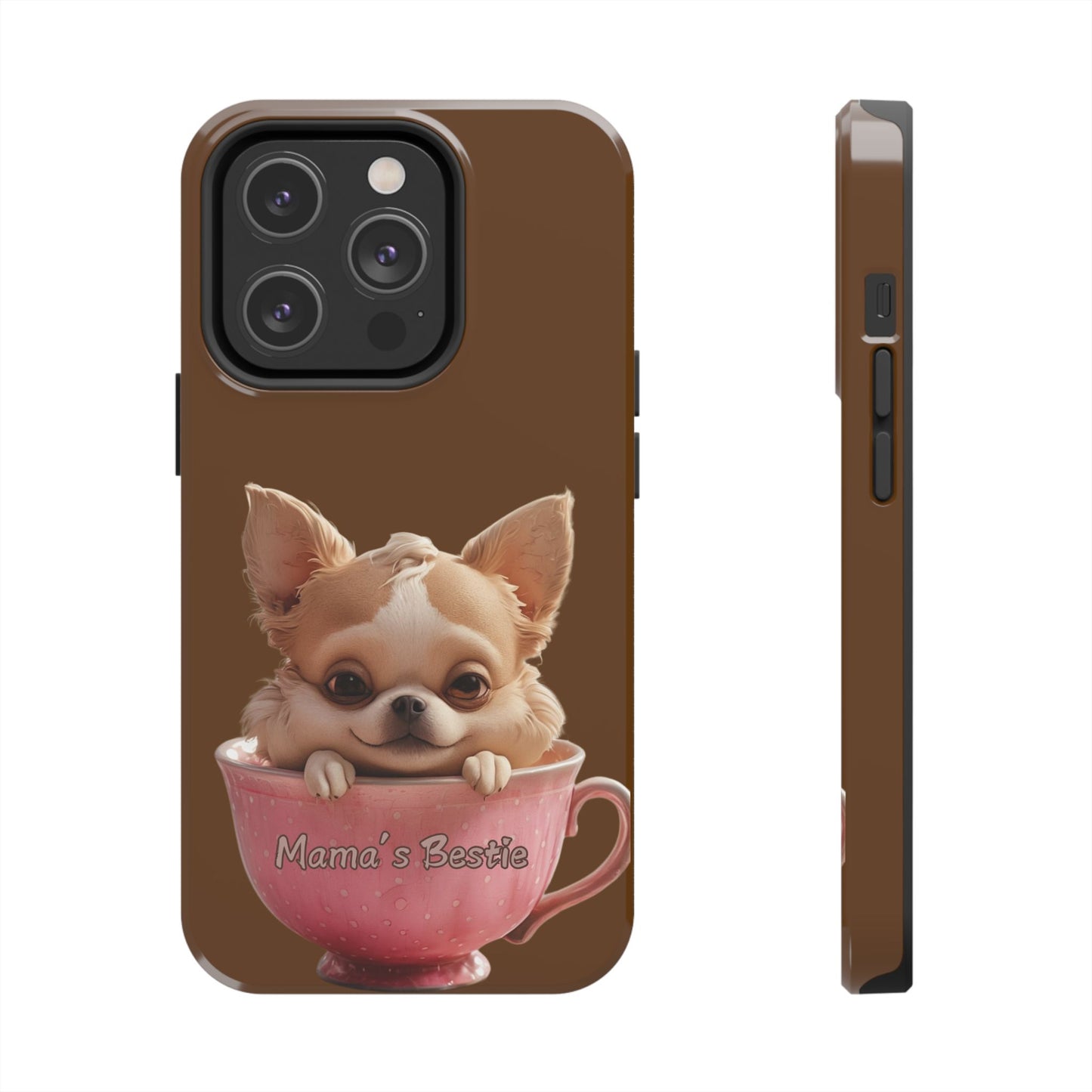 Cute Chihuahua Tough Phone Case - 'Mama's Bestie' Design