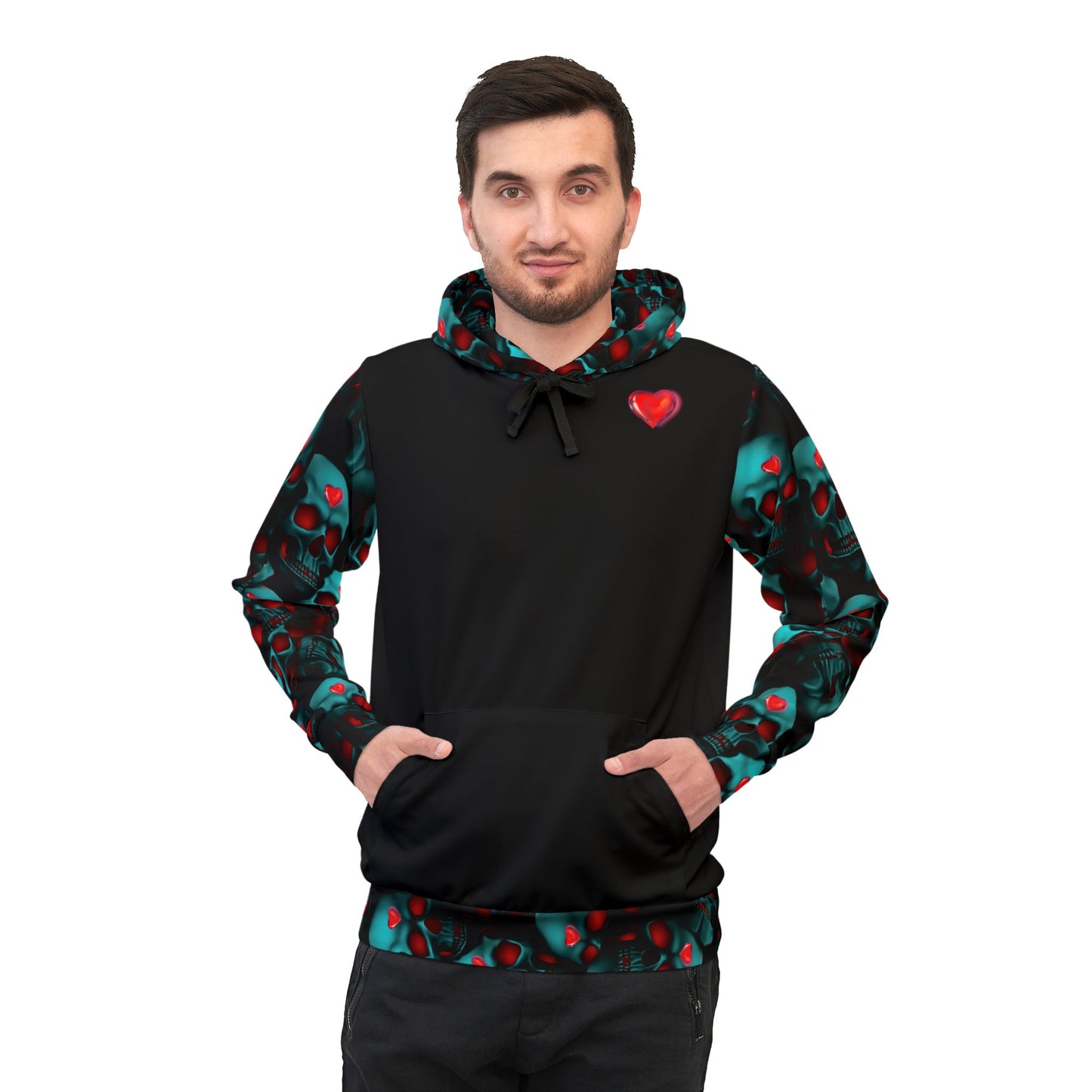 π€ Gothic Heart Skulls Black Hoodie β Edgy & Fearless Streetwear for Men & Women