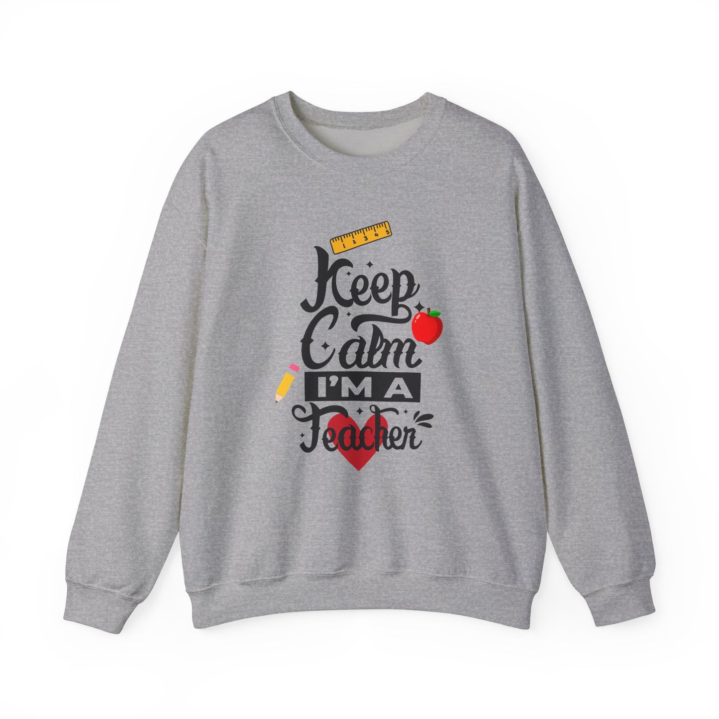Chalkboard Calm Baby Blue Sweatshirt for Women – Keep Calm I'm a Teacher Appreciation Crew