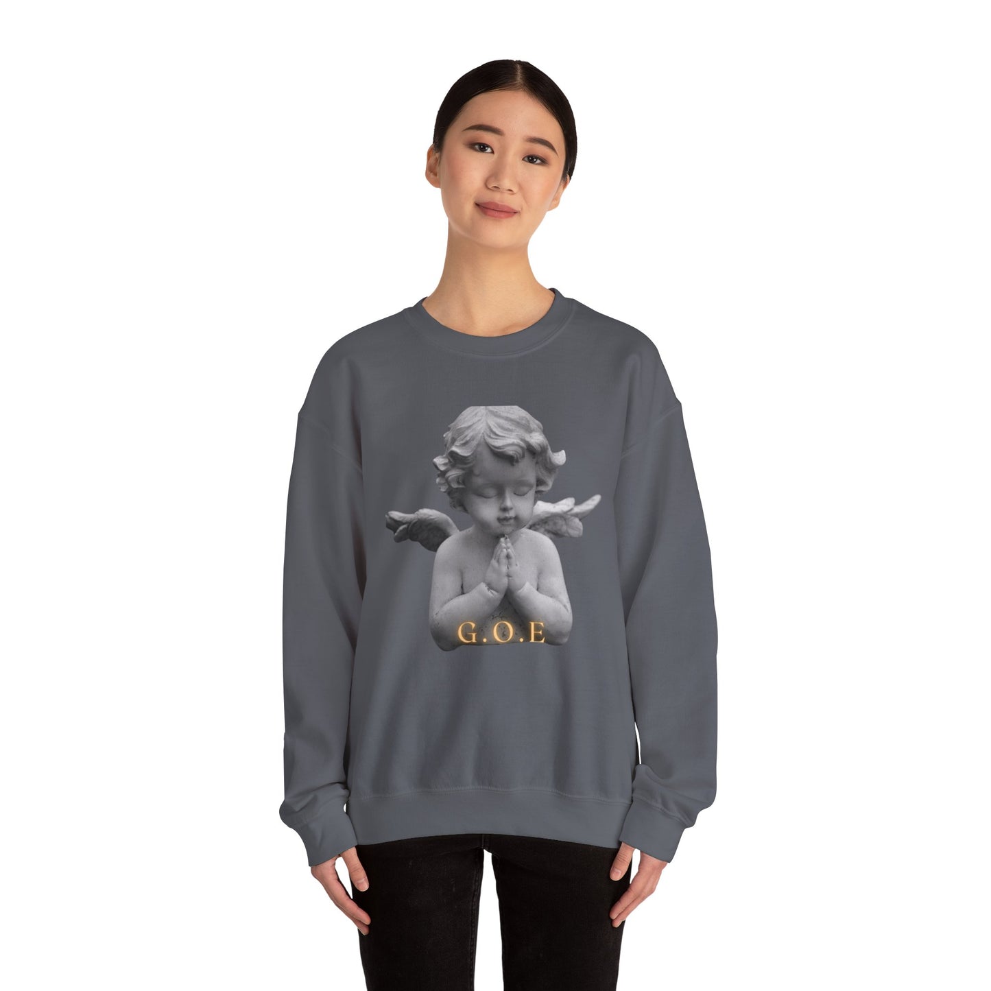 Pure Cloud Men & Women’s Sweater – "G.O.E Angel" (God Over Everything) Faith-Inspired Pullover
