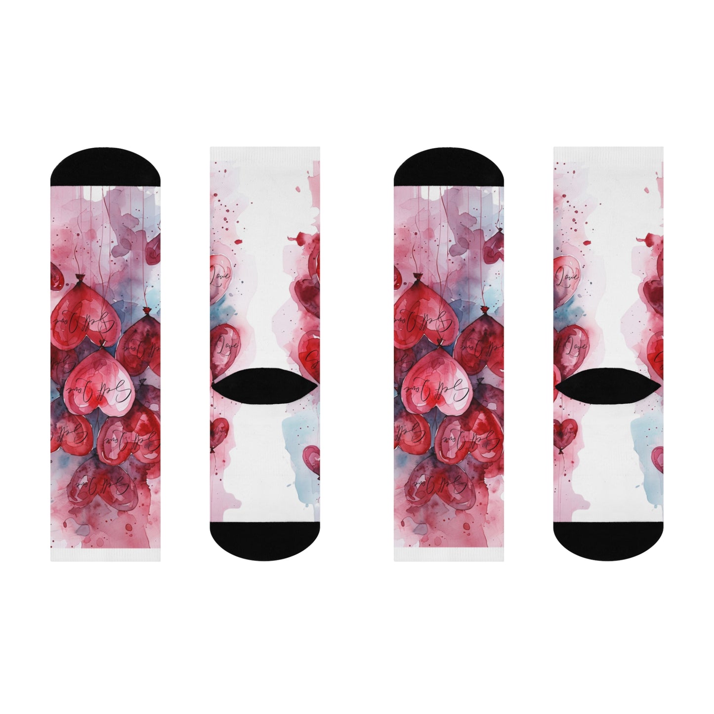 Cushioned Crew Socks Cute Hearts Valentines