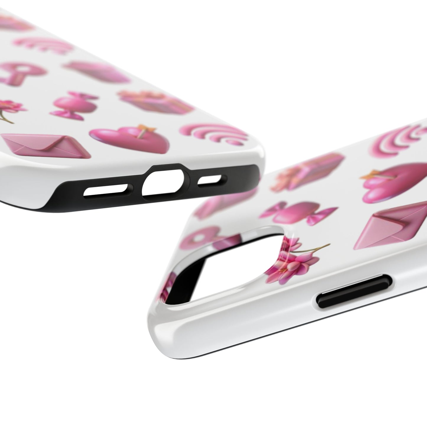 Cute and Colorful Tough Phone Case - Pink Emojis Design