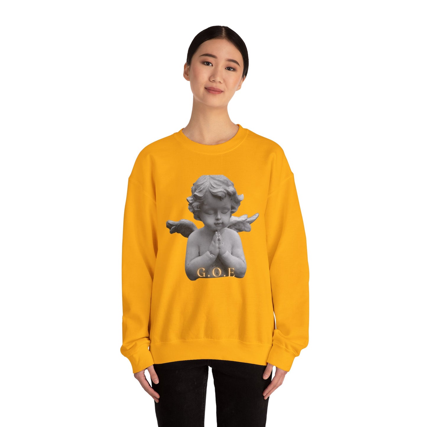 Pure Cloud Men & Women’s Sweater – "G.O.E Angel" (God Over Everything) Faith-Inspired Pullover