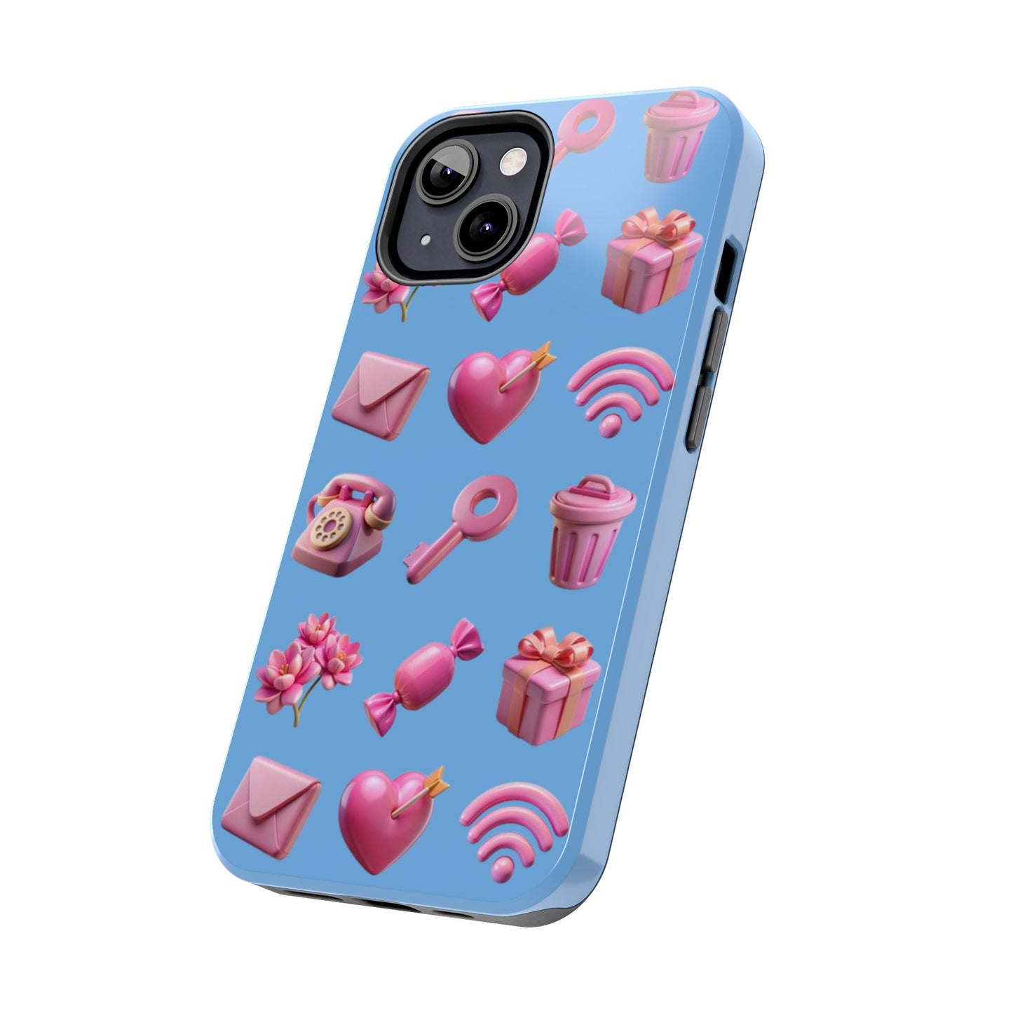 Cute and Colorful Tough Phone Case - Pink Emojis Design