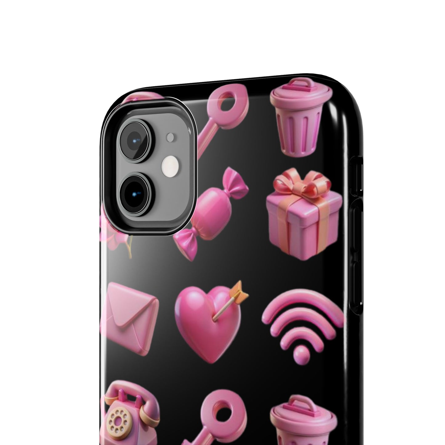 Cute and Colorful Tough Phone Case - Pink Emojis Design