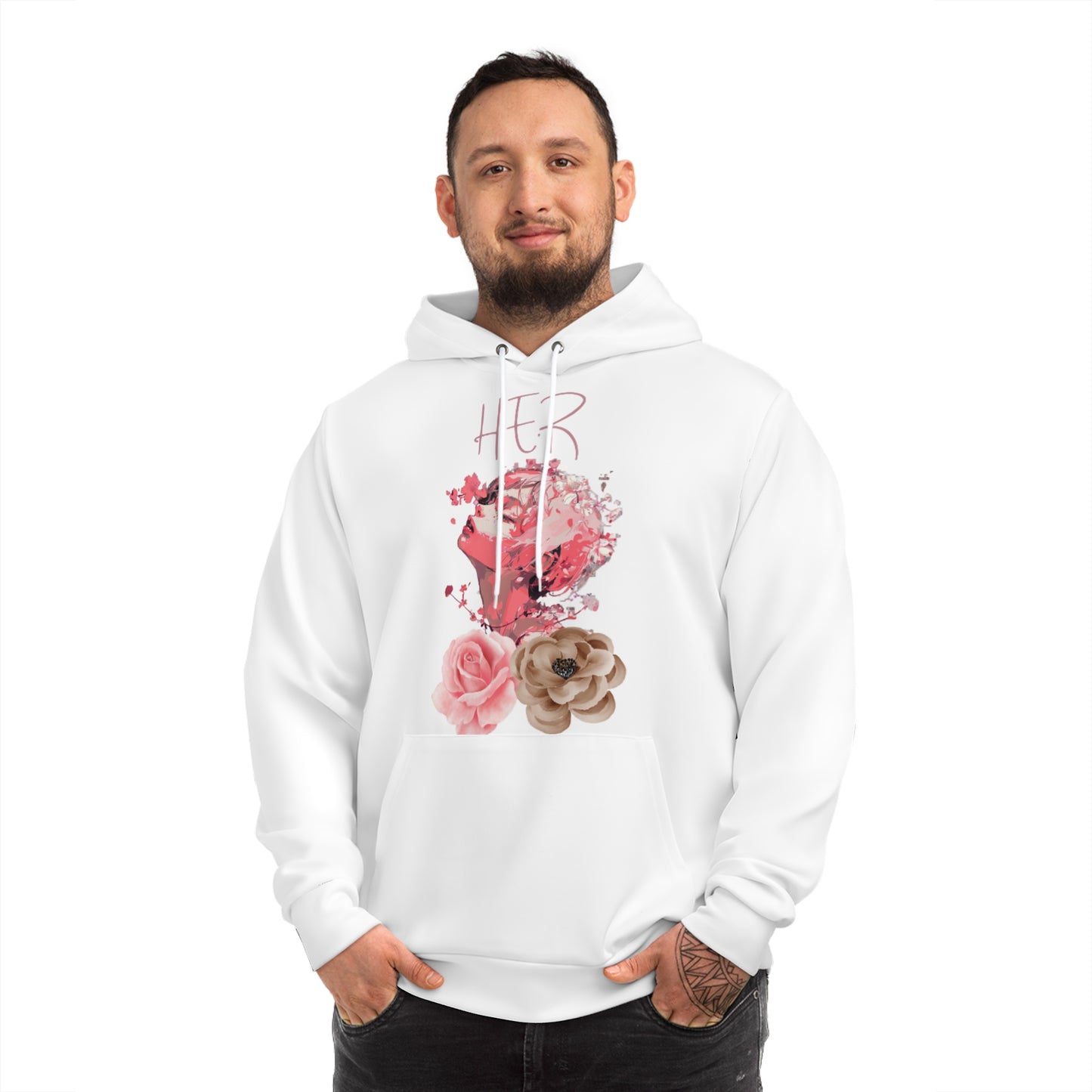 Ivory Bloom White Sweater for Women – HER Floral Design with Soft Pink Petals