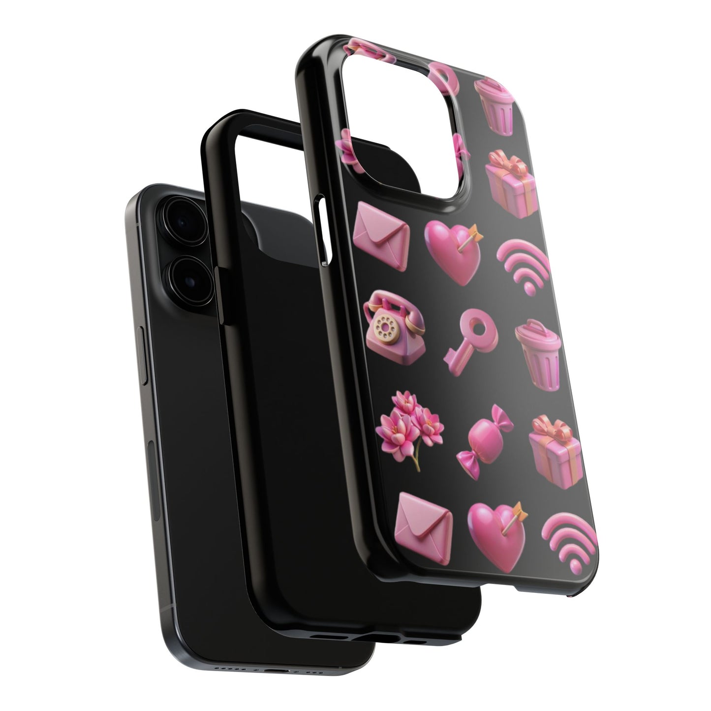 Cute and Colorful Tough Phone Case - Pink Emojis Design
