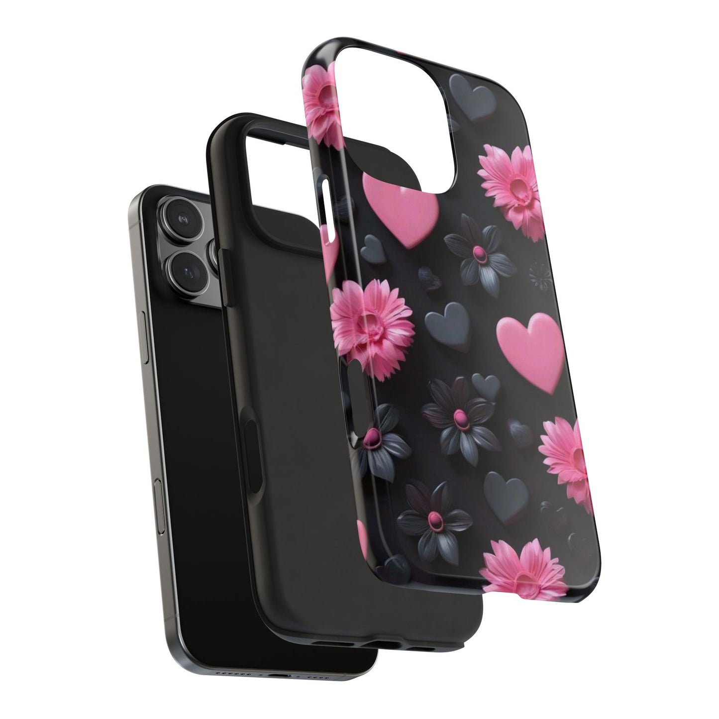 Floral Heart Tough Phone Case - Durable Protection Bold Design For iPhones & Androids