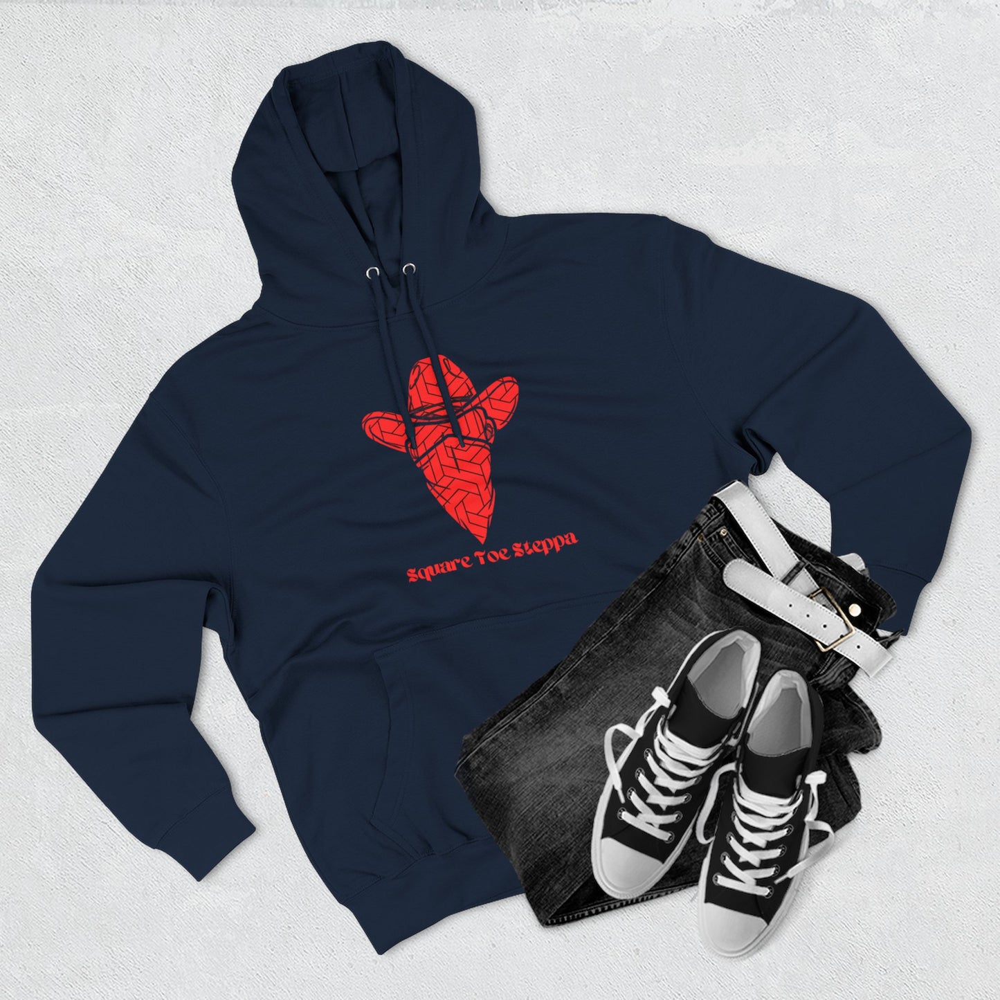 Saddle Brown Men’s Hoodie – "Square Toe Steppa" Western Cowboy with Drawstrings & Kangaroo Pocket