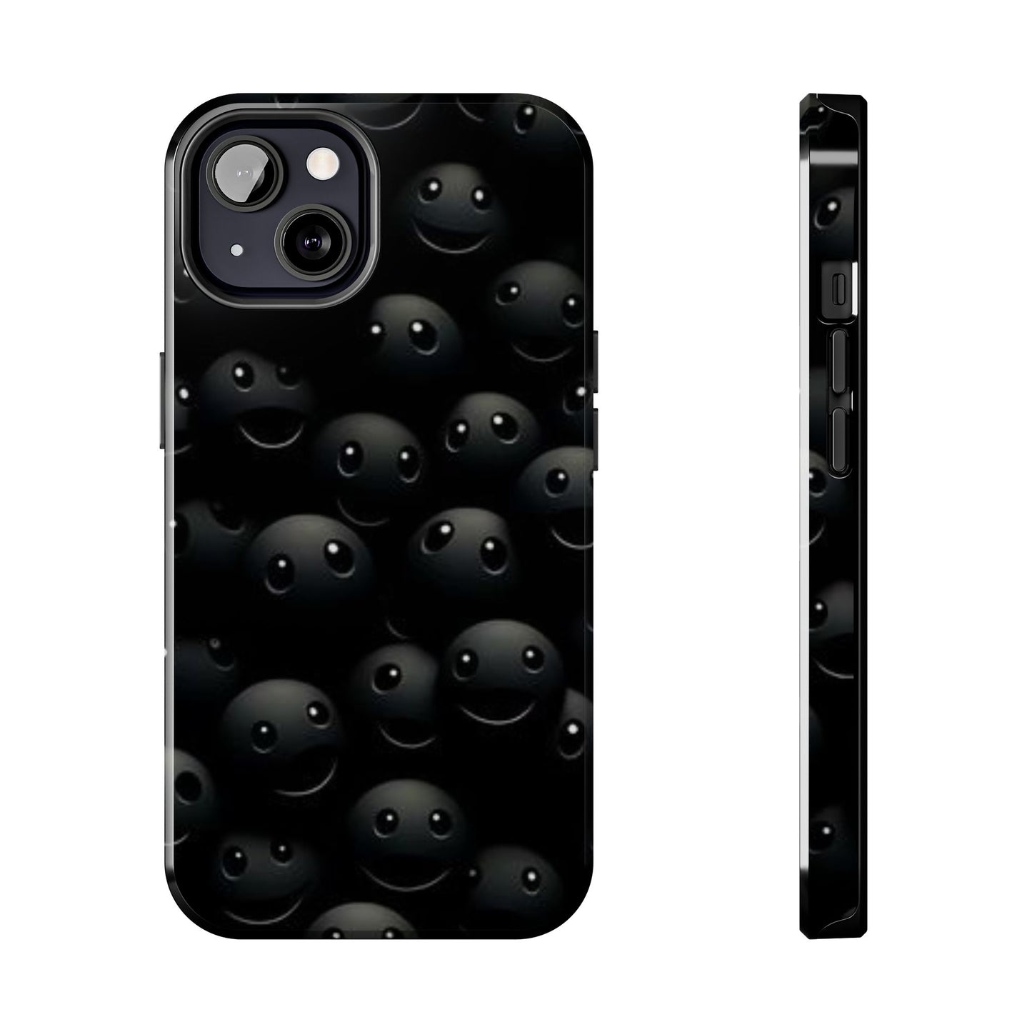 😊 Cute Smiley Face Black Tough Phone Case – Fun & Durable Protection for iPhone & Android