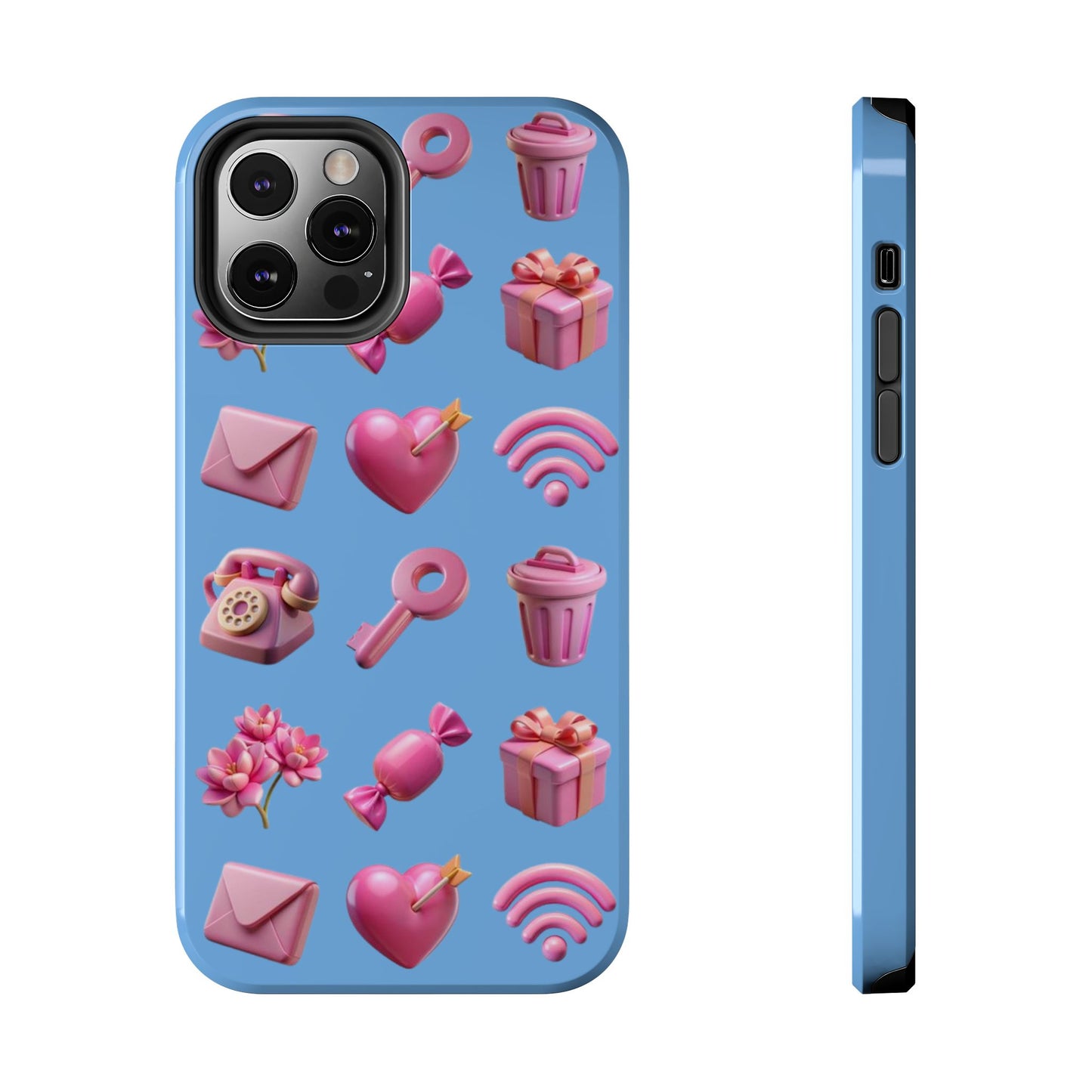 Cute and Colorful Tough Phone Case - Pink Emojis Design