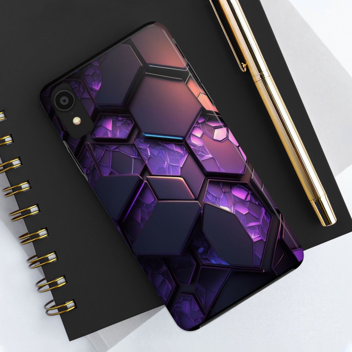 Hexagonal Tough Phone Case - Vibrant Protective Design for Tech Enthusiasts