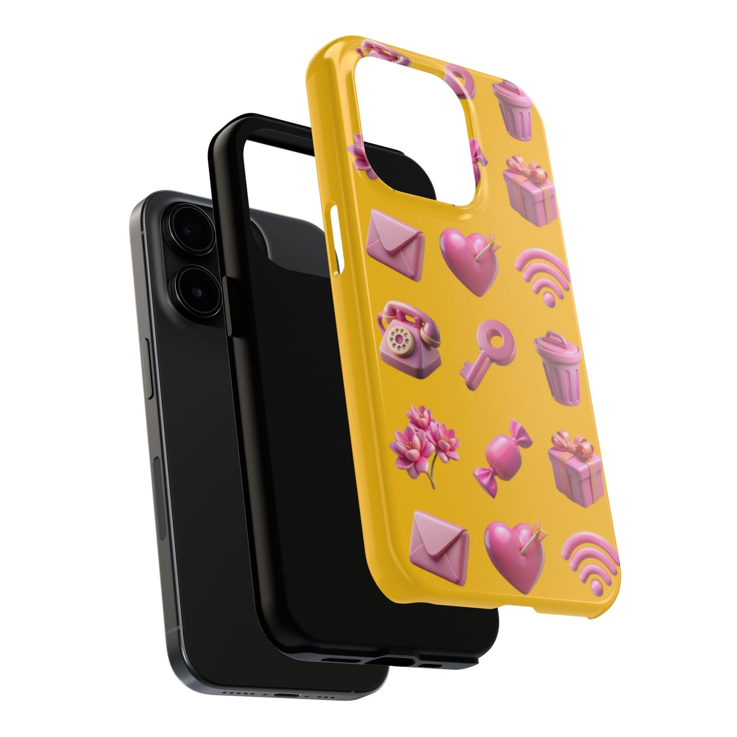 Cute and Colorful Tough Phone Case - Pink Emojis Design
