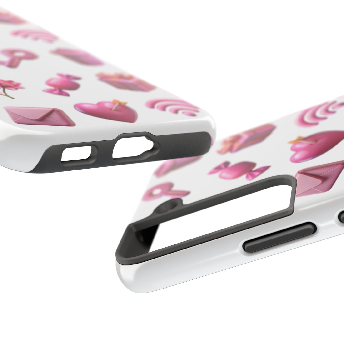 Cute and Colorful Tough Phone Case - Pink Emojis Design
