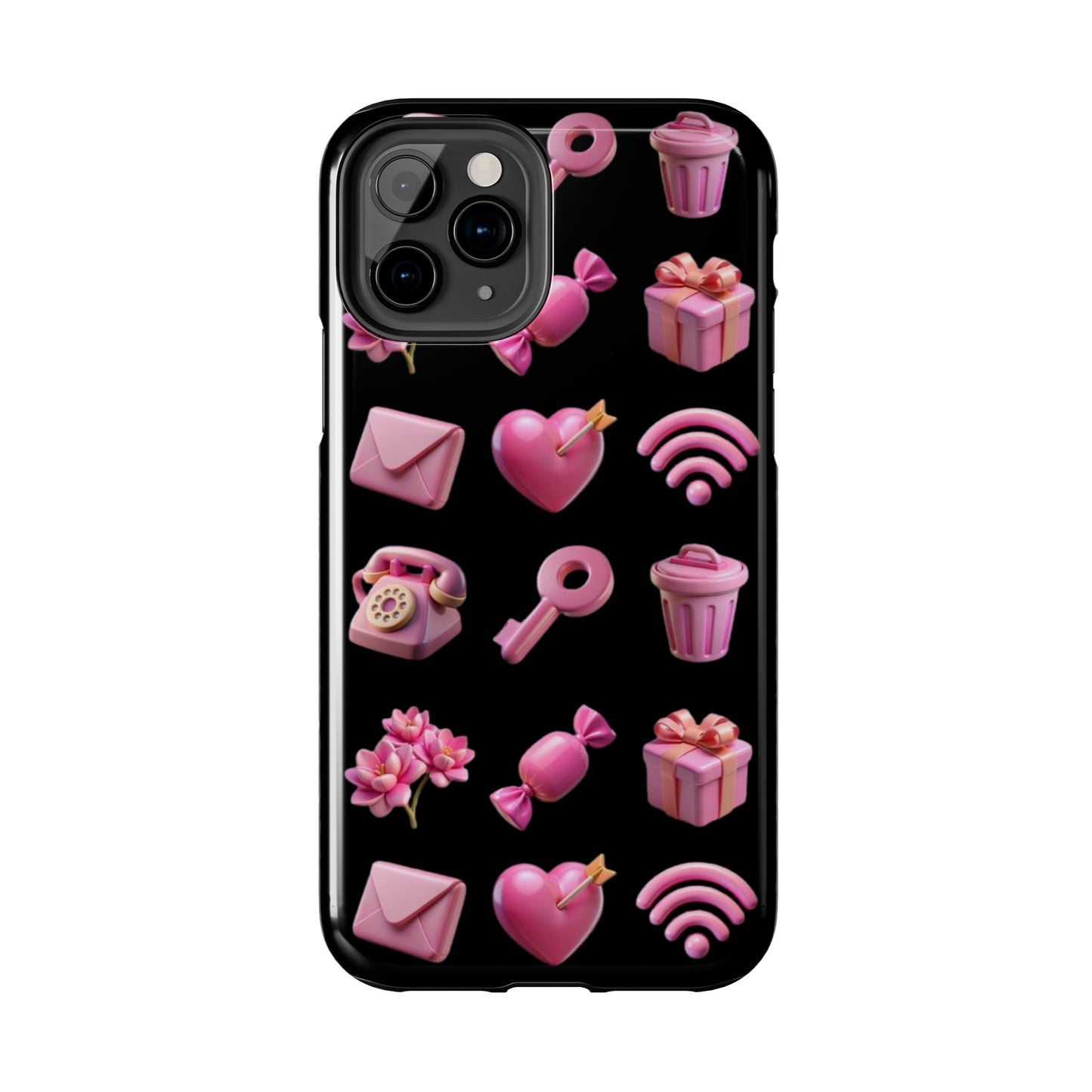Cute and Colorful Tough Phone Case - Pink Emojis Design