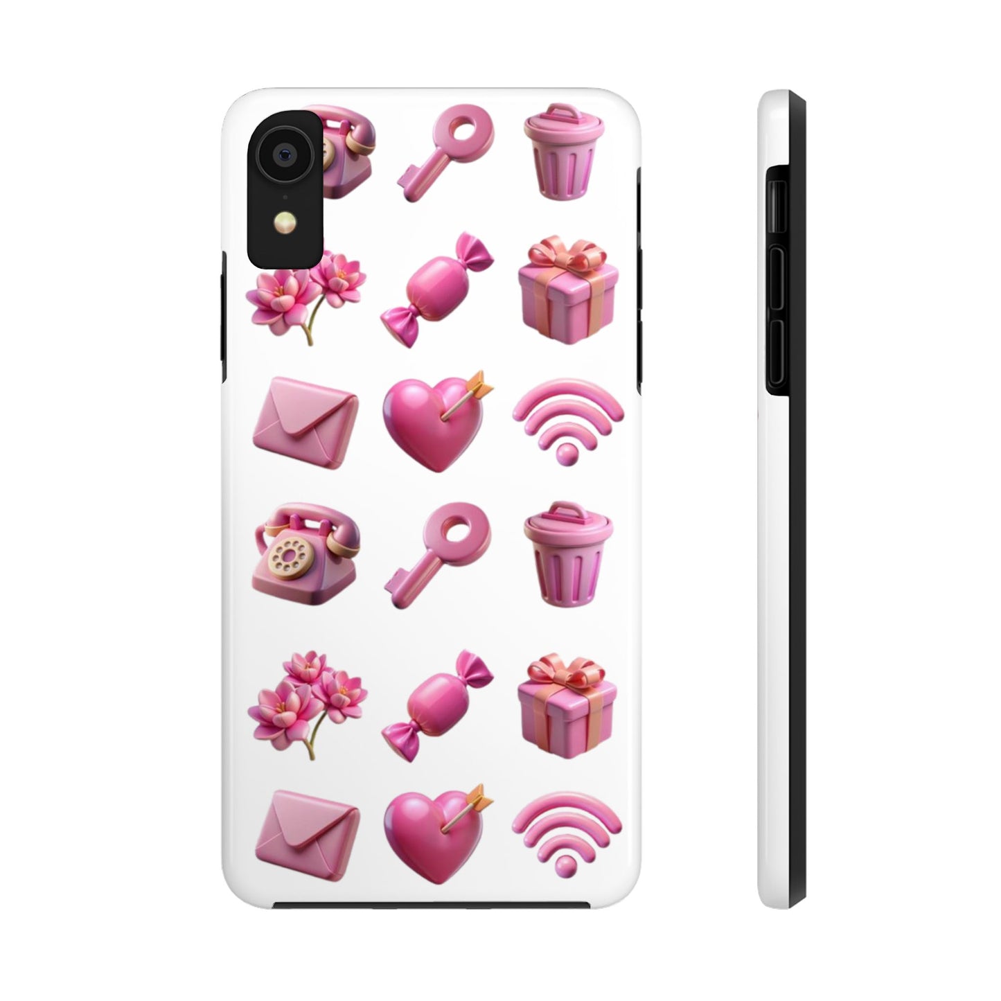 Cute and Colorful Tough Phone Case - Pink Emojis Design