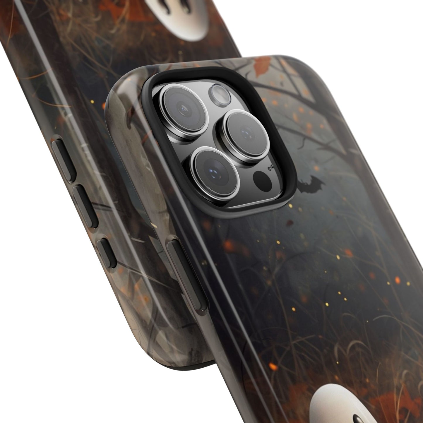 Spooky Halloween Phone Case - Tough Protective Cover with Ghost and Pumpkin Design