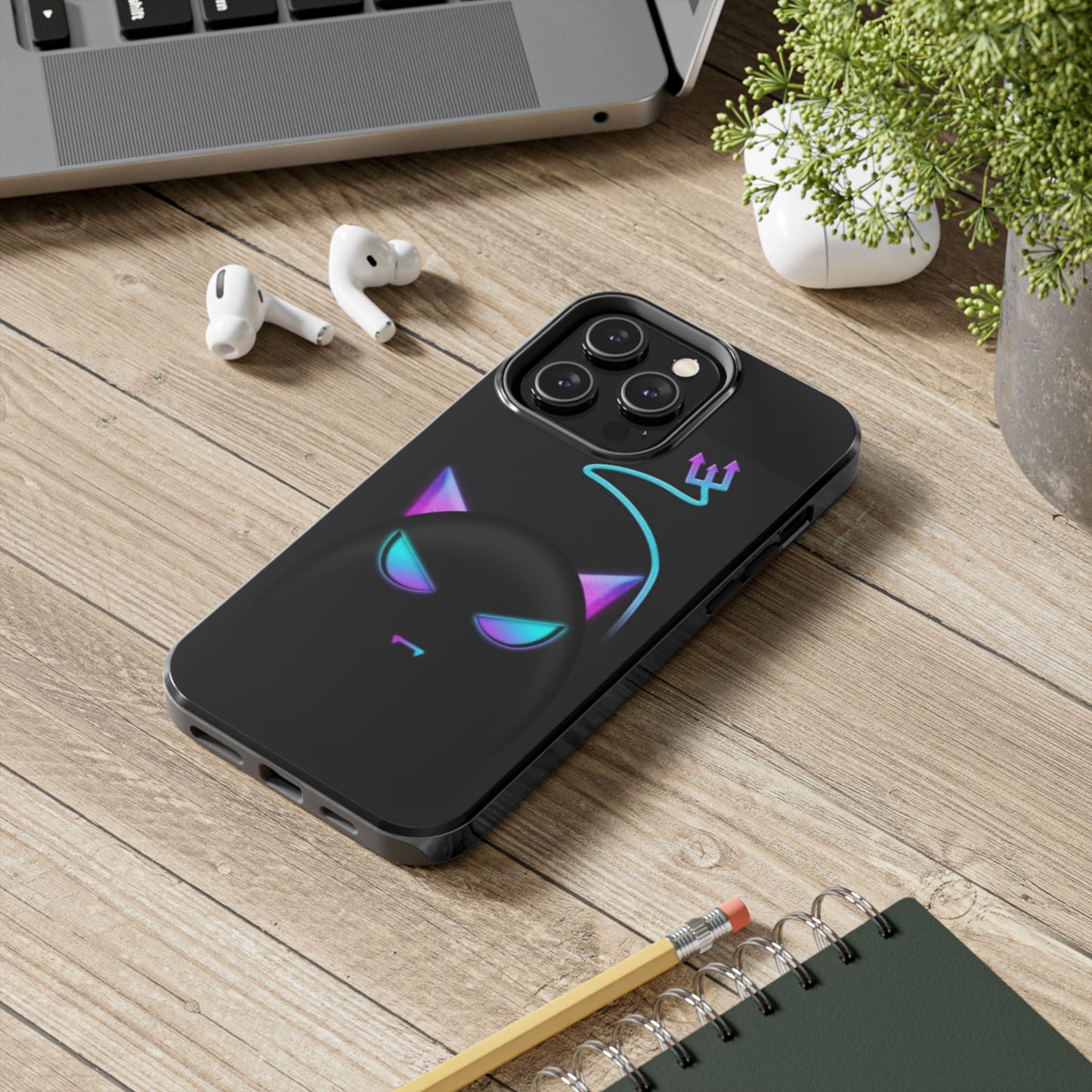 Demonic Cat Tough Phone Case - Cute & Edgy Phone Protection for Cat Lovers