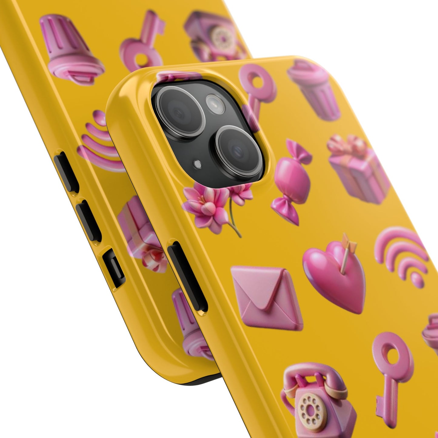 Cute and Colorful Tough Phone Case - Pink Emojis Design