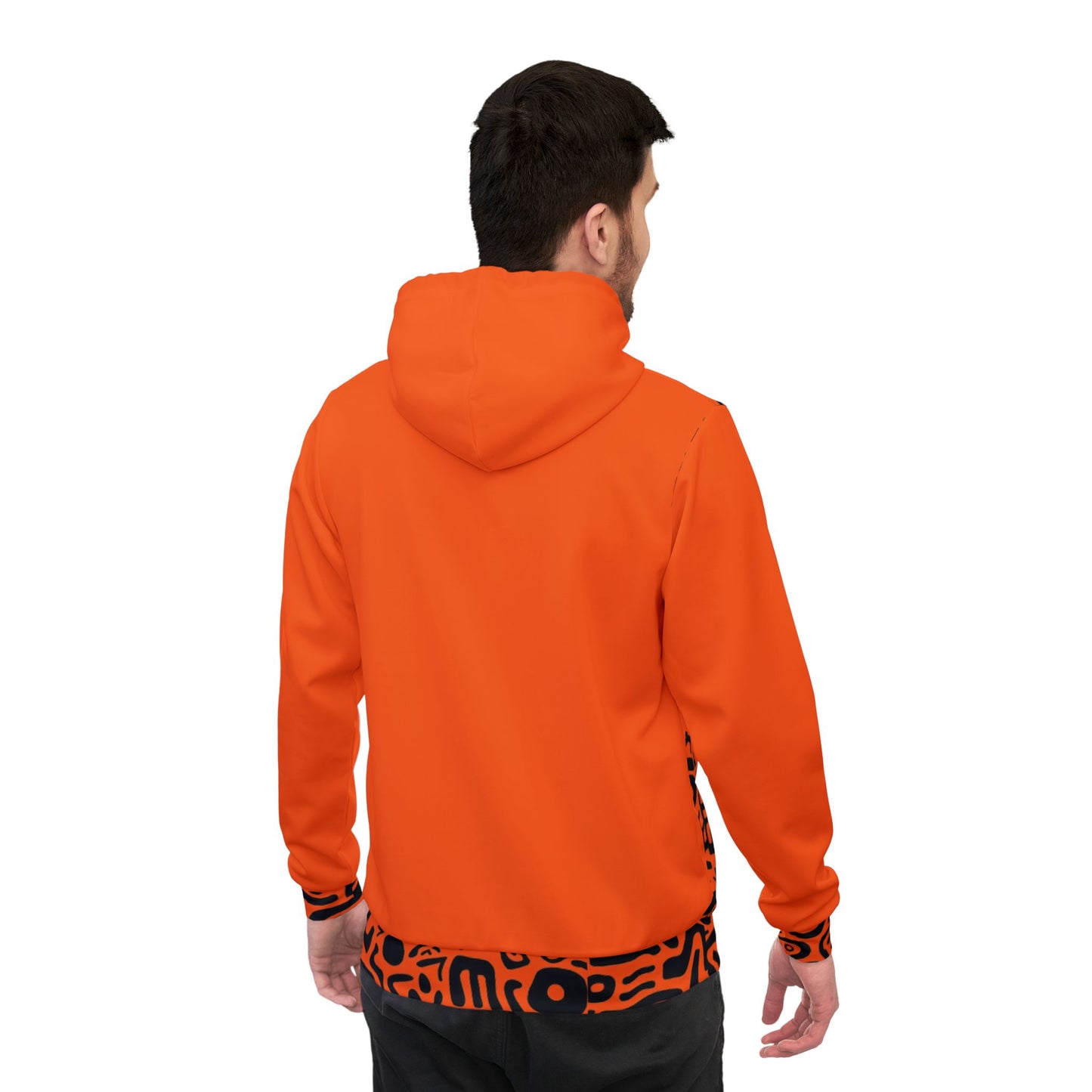 π₯ Bold Orange & Black Tribal Pattern Hoodie β Eye-Catching Streetwear with Ultimate Comfort (2025)