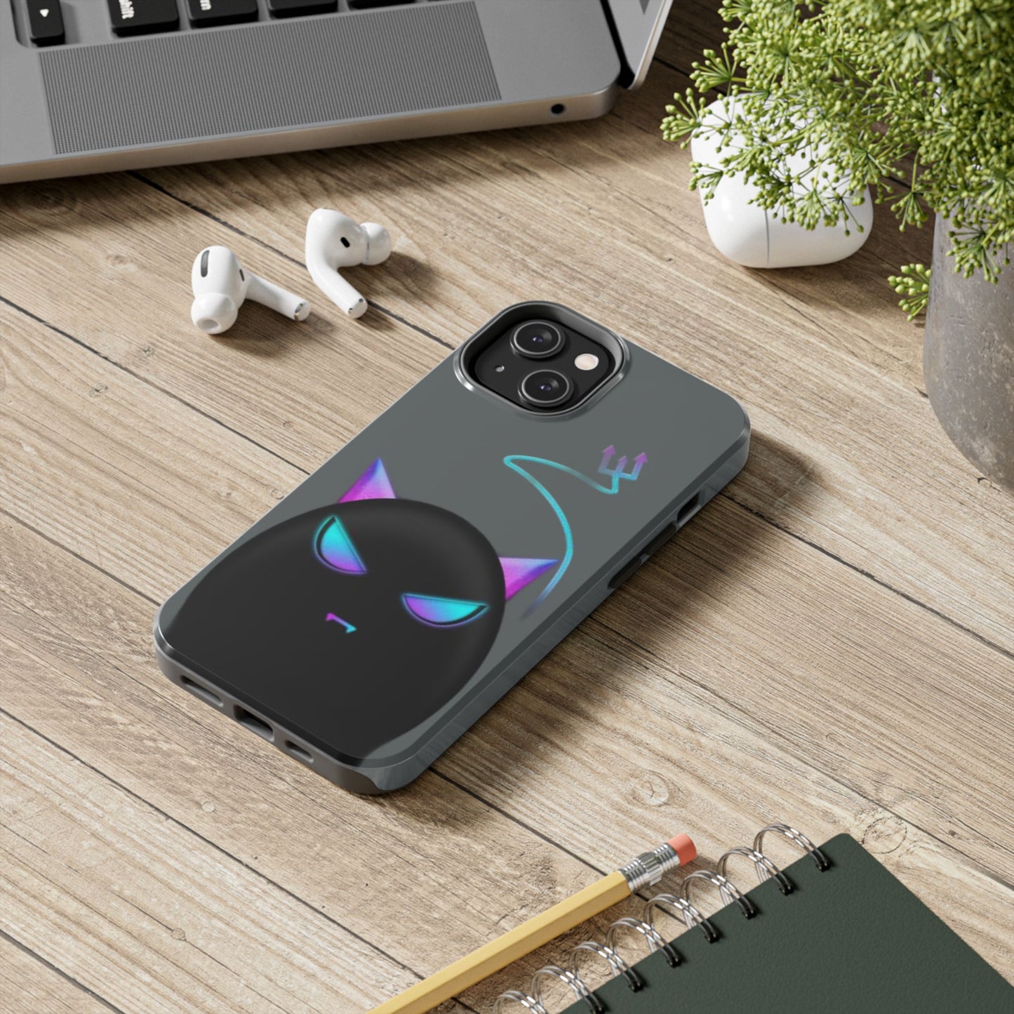 Demonic Cat Tough Phone Case - Cute & Edgy Phone Protection for Cat Lovers