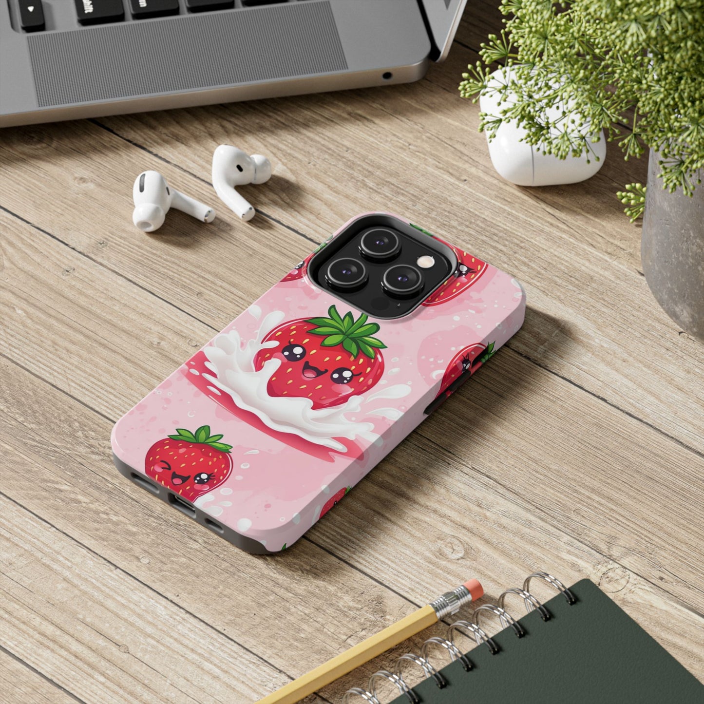 Kawaii Strawberry Tough Phone Case - Cute & Durable Protection