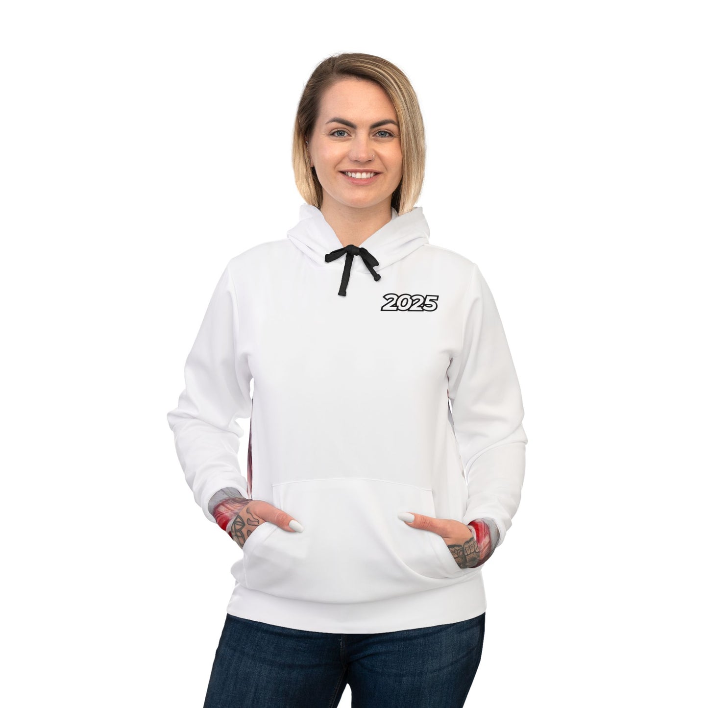 "American Pride White Hoodie – Bold American Flag and Trump Design | Perfect for Trump Supporters"