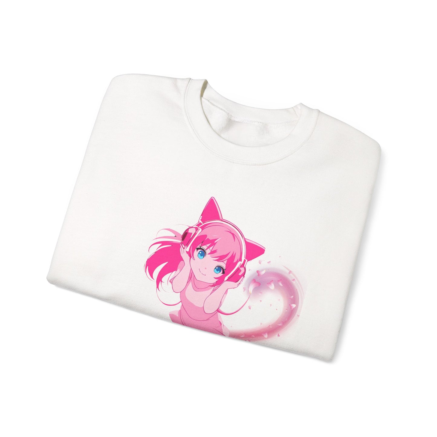 Obsidian Black Self-Love Sweatshirt – Adorable Pink Anime Character Crewneck