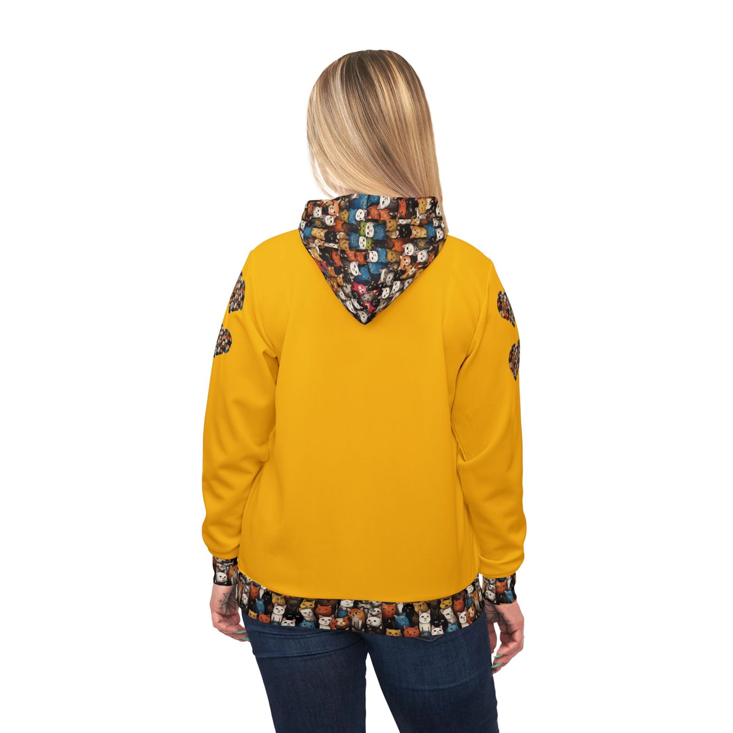 πΎ Heartfelt Animal Print Athletic Hoodie β Stylish Yellow Hoodie for Pet Lovers & Animal Enthusiasts πβ¨