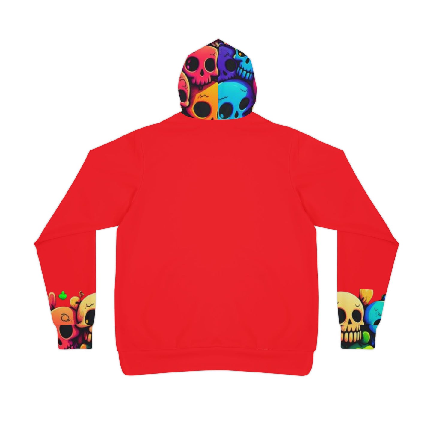 π Red Hoodie with Colorful Skulls β Bold & Vibrant Streetwear for Men & Women