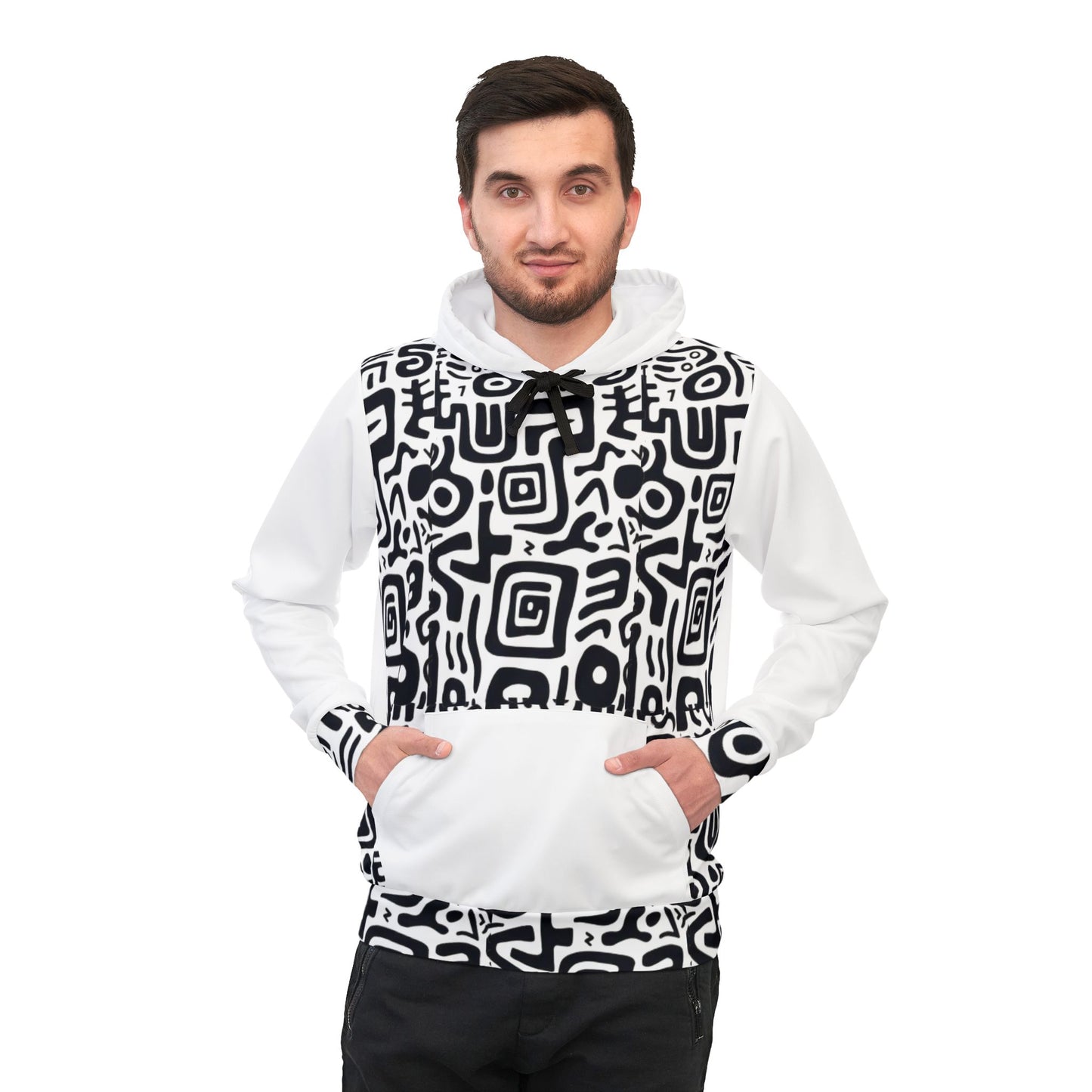 🔥 Bold Black & White Tribal Print Hoodie – Trendy Streetwear for 2025