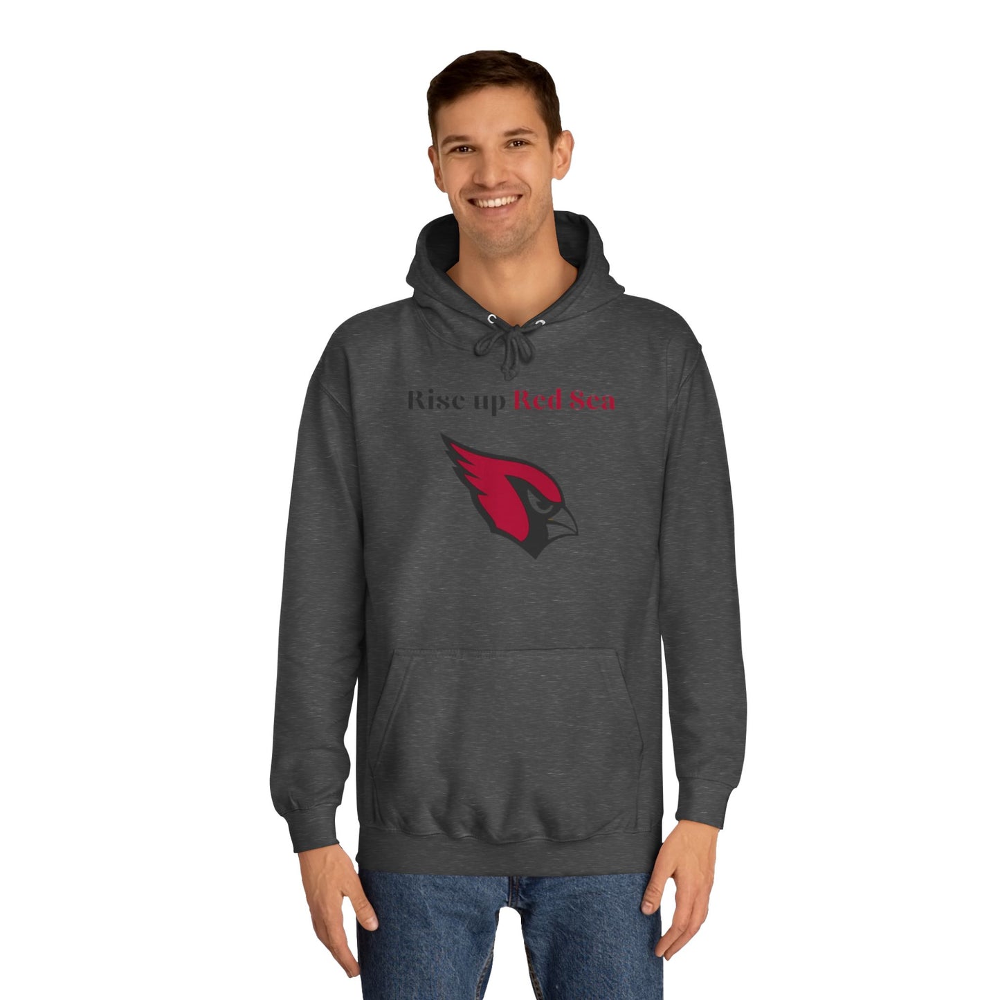 Cardinal Red Men’s NFL Hoodie – "Rise Up Red Sea" Game Day Football Sweatshirt with Drawstrings & Kangaroo Pocket