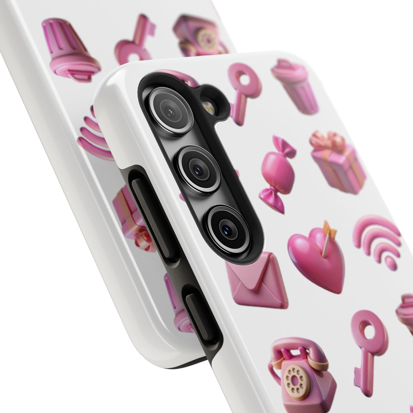 Cute and Colorful Tough Phone Case - Pink Emojis Design