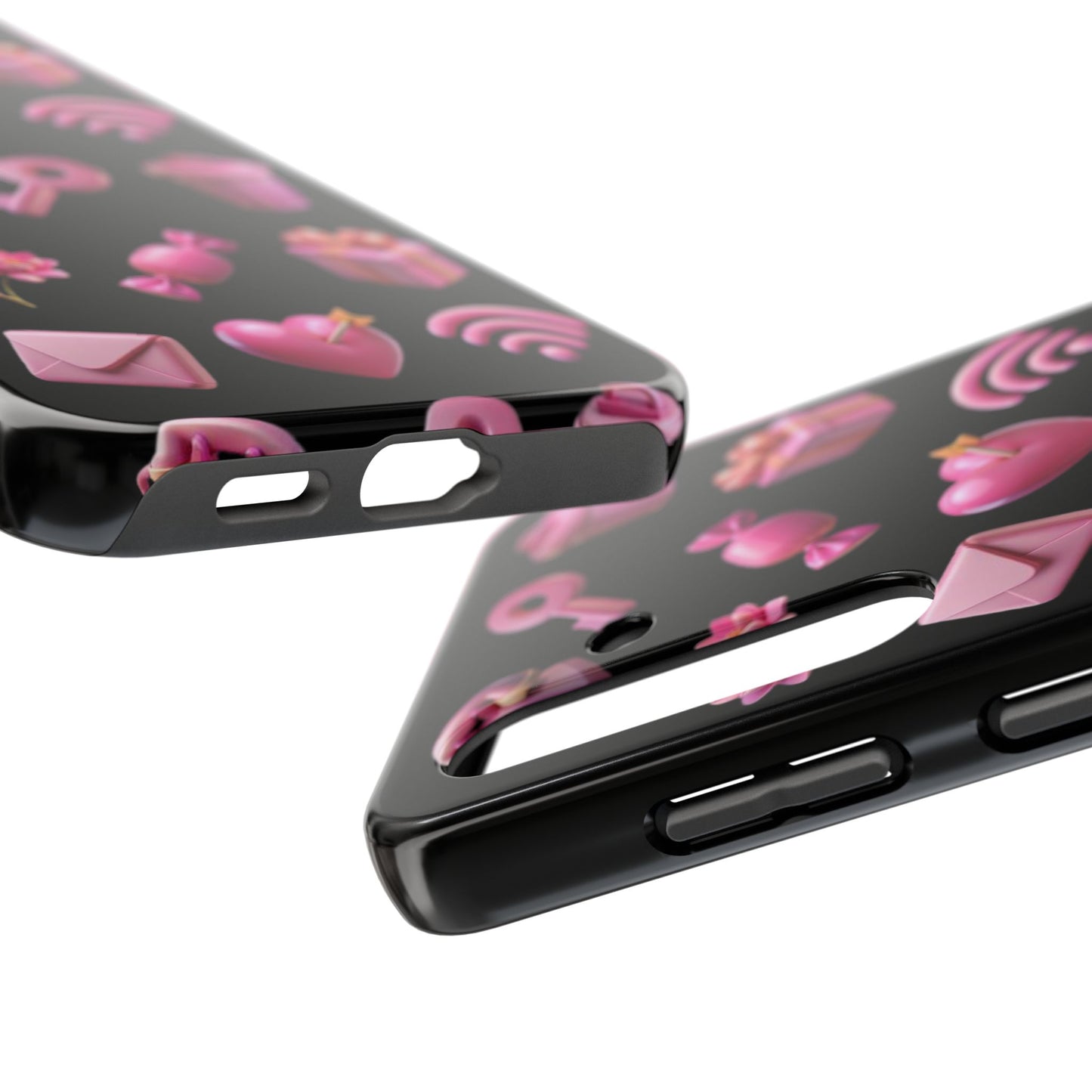 Cute and Colorful Tough Phone Case - Pink Emojis Design