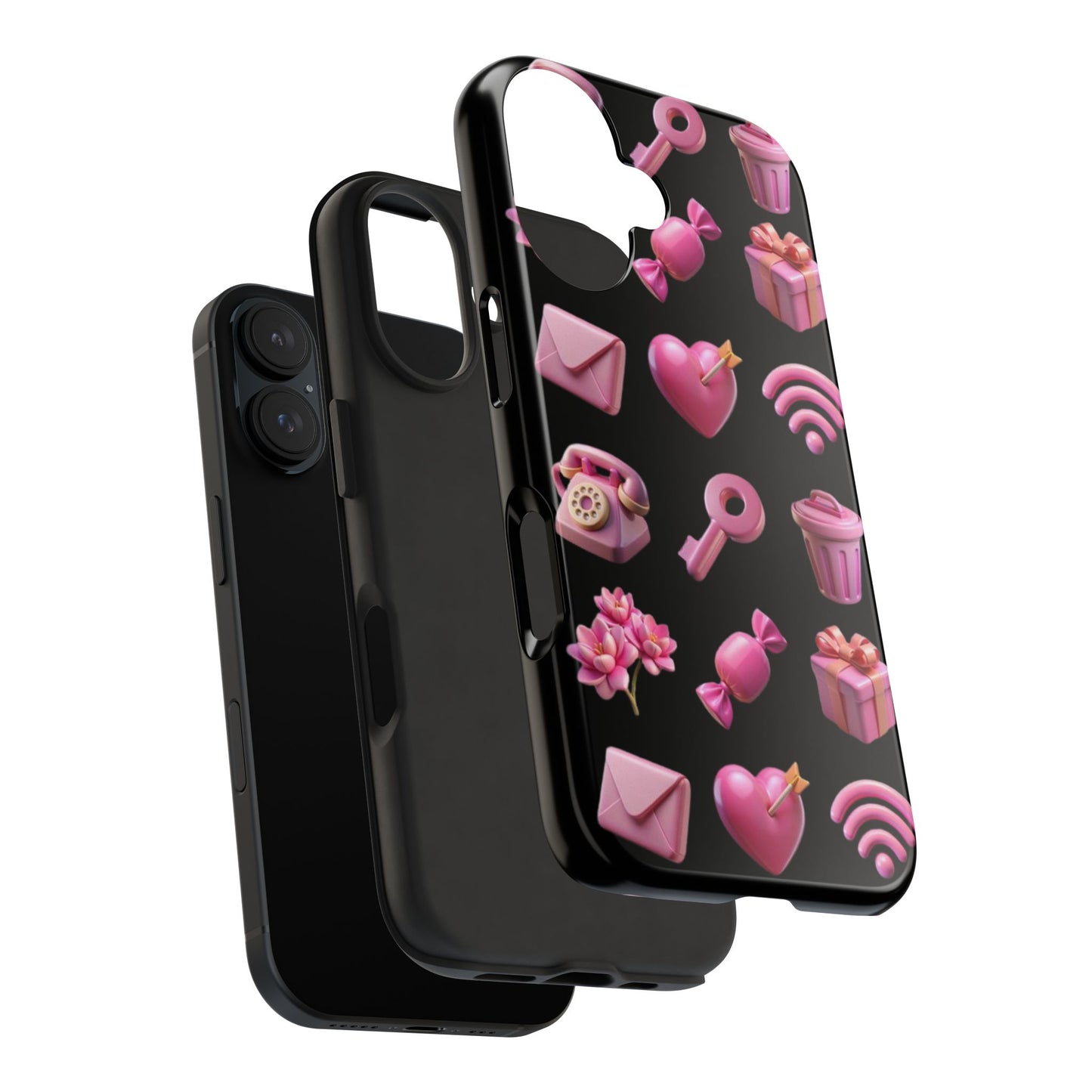 Cute and Colorful Tough Phone Case - Pink Emojis Design