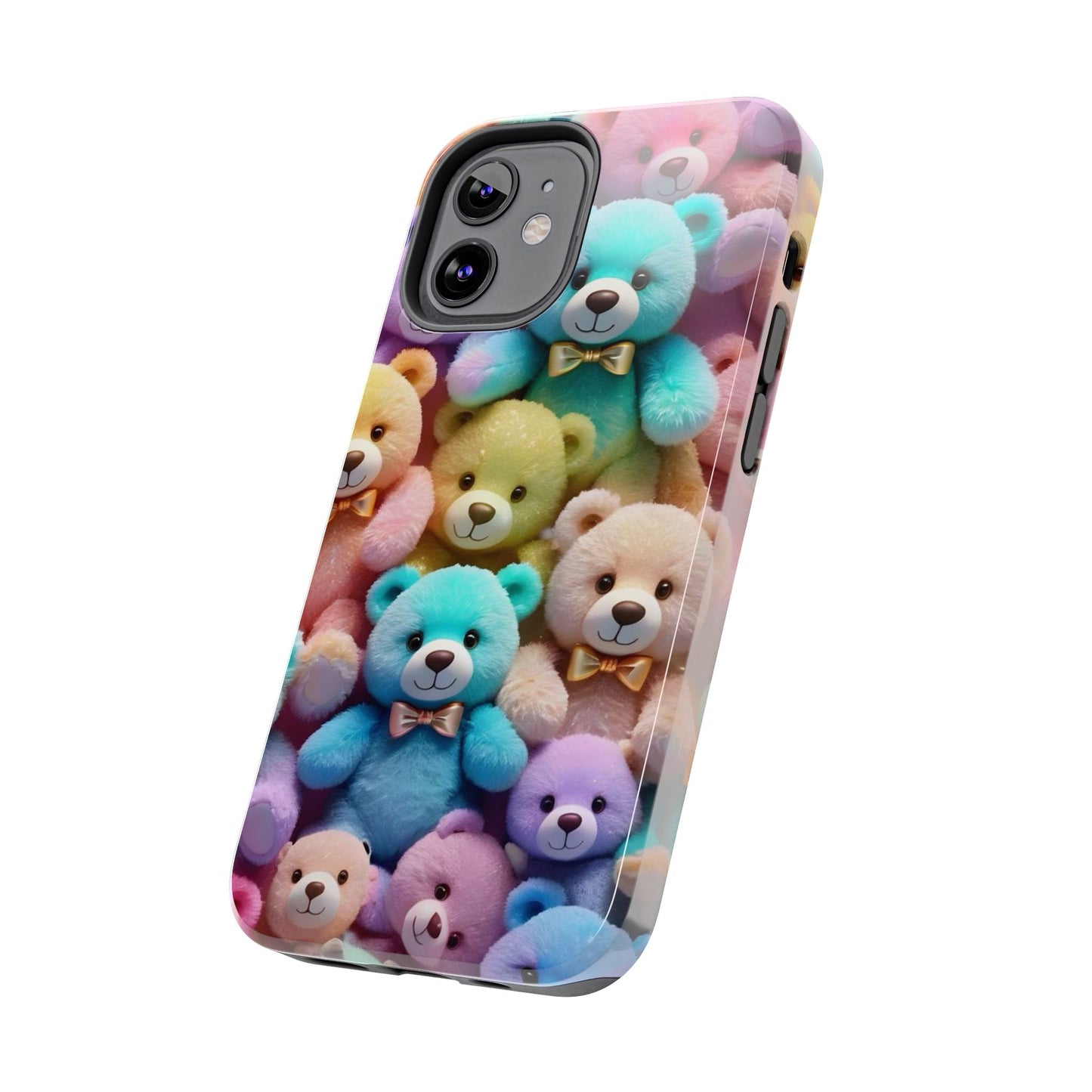 "Cute Teddy Bear Tough Phone Case – Colorful Plush-Inspired Protective Cover for iPhone & Android"