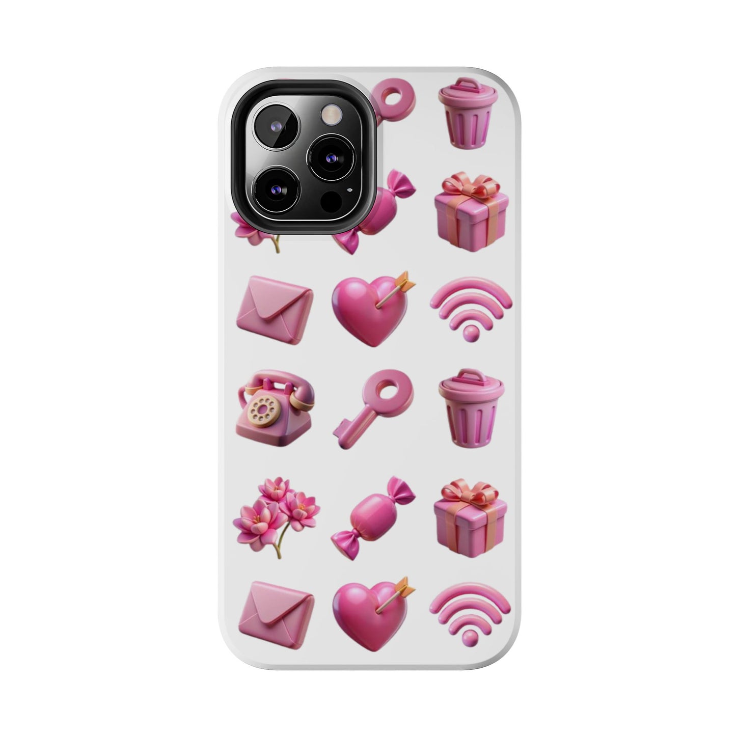 Cute and Colorful Tough Phone Case - Pink Emojis Design