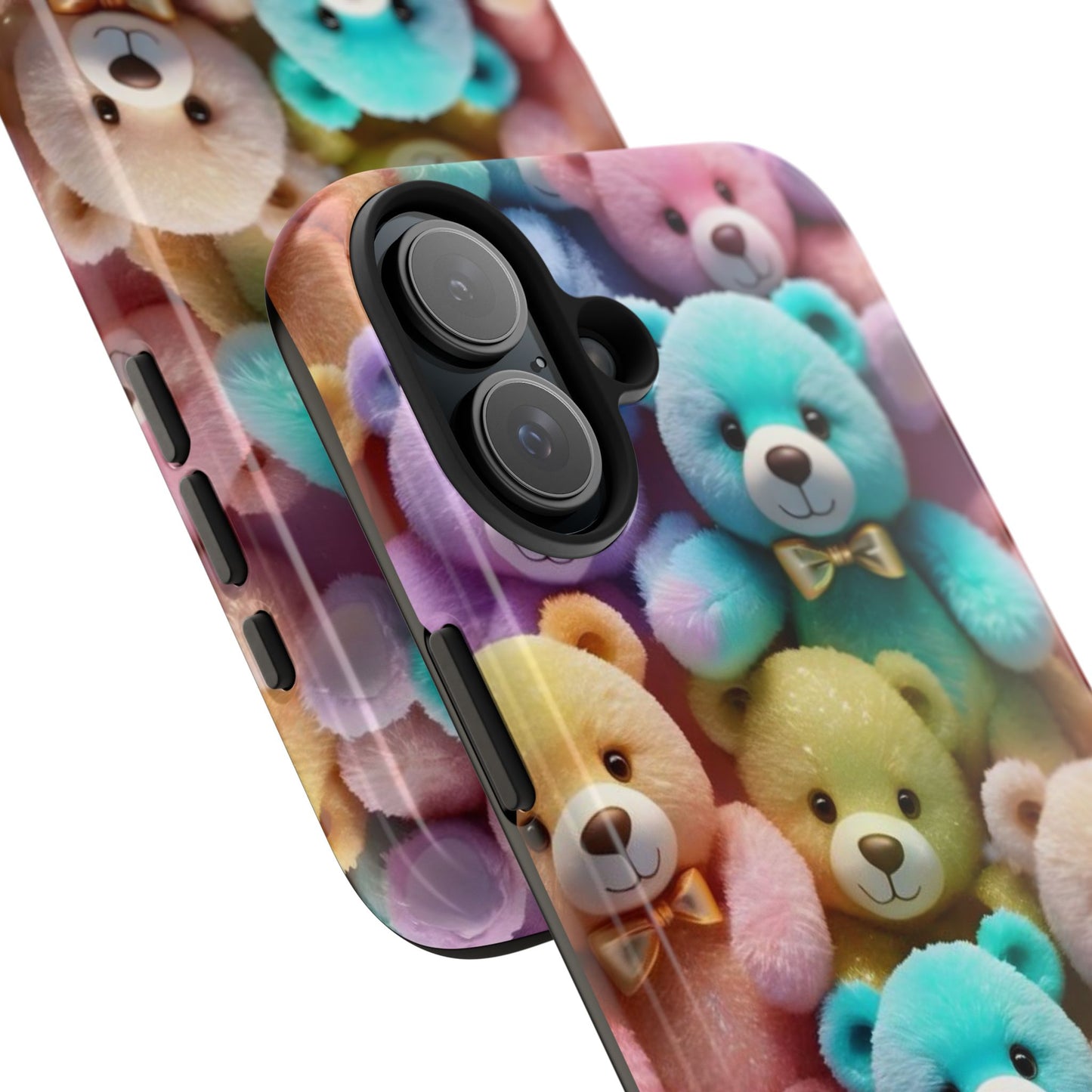 "Cute Teddy Bear Tough Phone Case – Colorful Plush-Inspired Protective Cover for iPhone & Android"