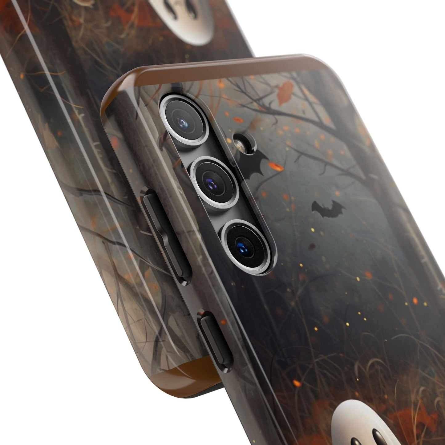 Spooky Halloween Phone Case - Tough Protective Cover with Ghost and Pumpkin Design