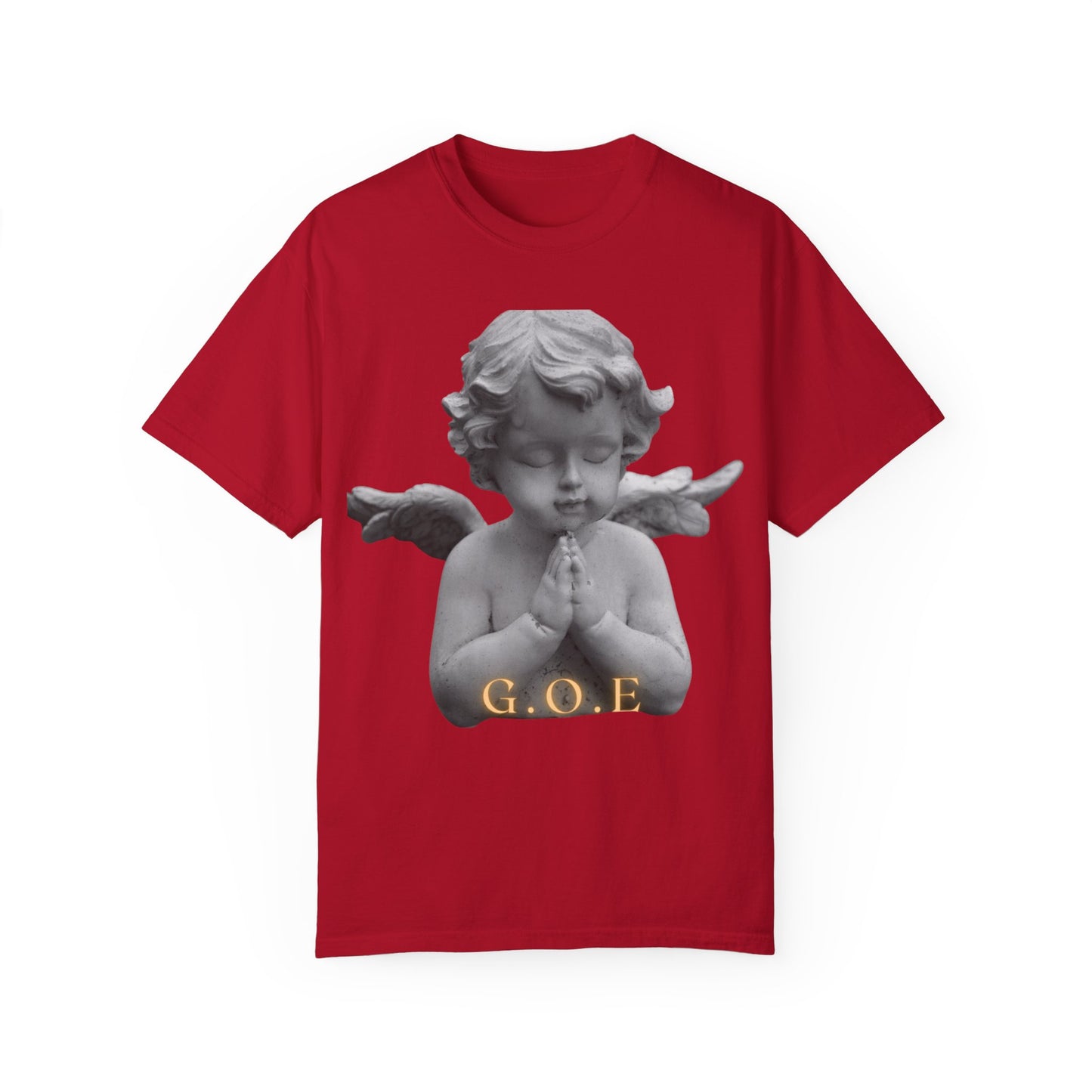 Heavenly White Men & Women T-Shirt – "G.O.E Angel" (God Over Everything) Faith-Inspired Tee