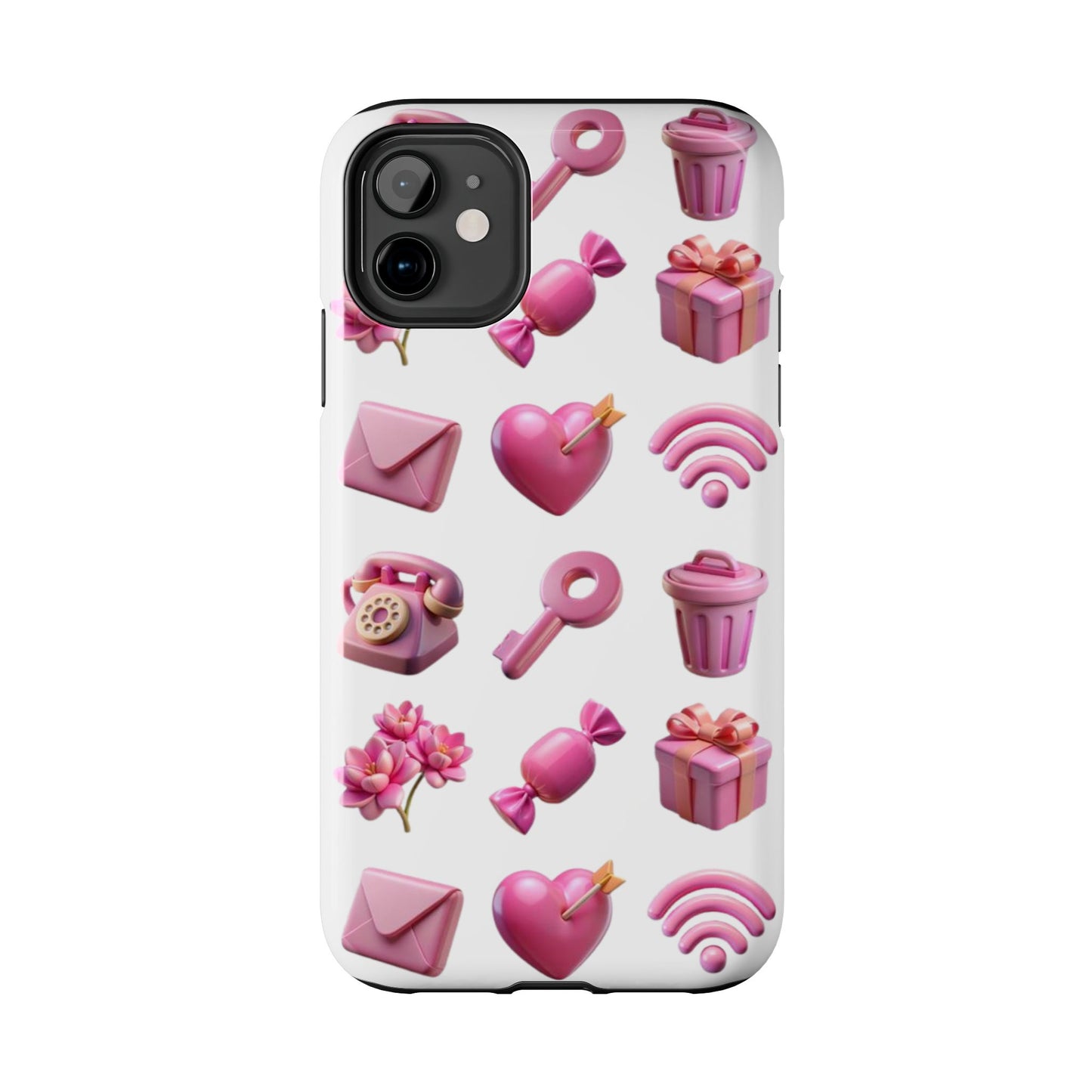Cute and Colorful Tough Phone Case - Pink Emojis Design