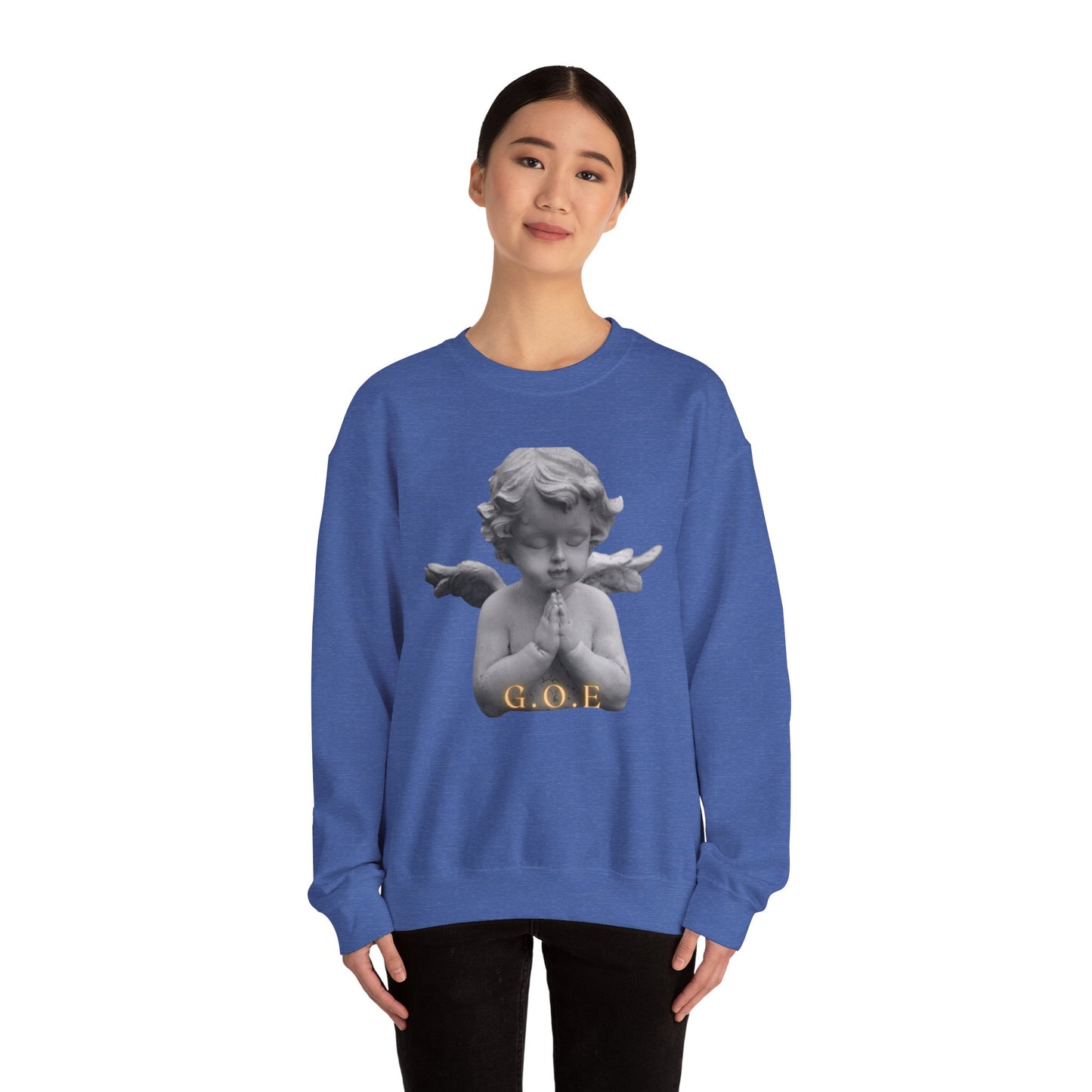 Pure Cloud Men & Women’s Sweater – "G.O.E Angel" (God Over Everything) Faith-Inspired Pullover