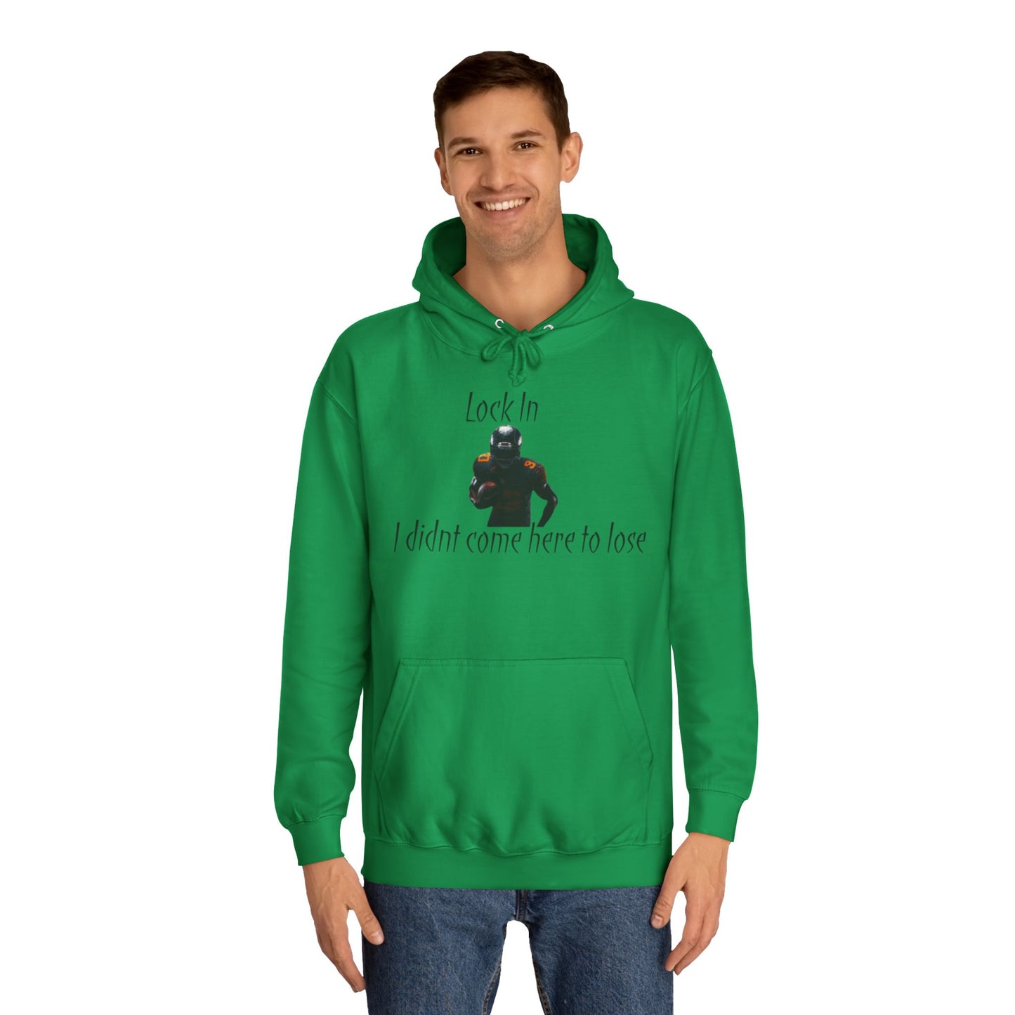 Glacier White Men’s NFL Hoodie – "Lock In" Football Edition Sweatshirt with Drawstrings & Kangaroo Pocket